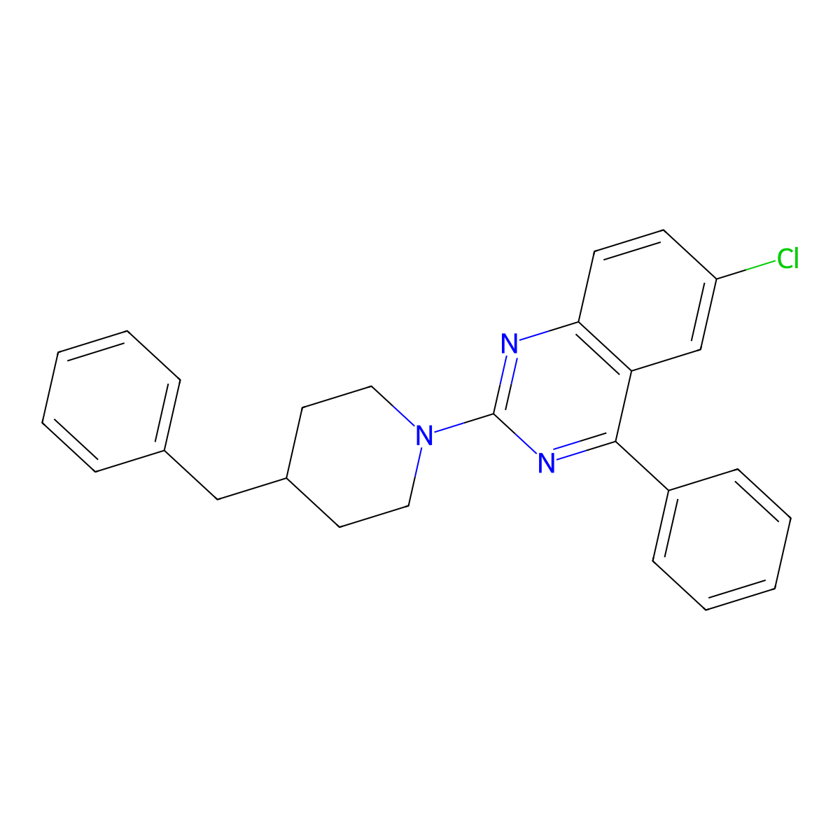 2-(4-Benzylpiperidin-1-yl)-6-chloro-4-phenylquinazoline molecular structure, CAS 384796-98-9