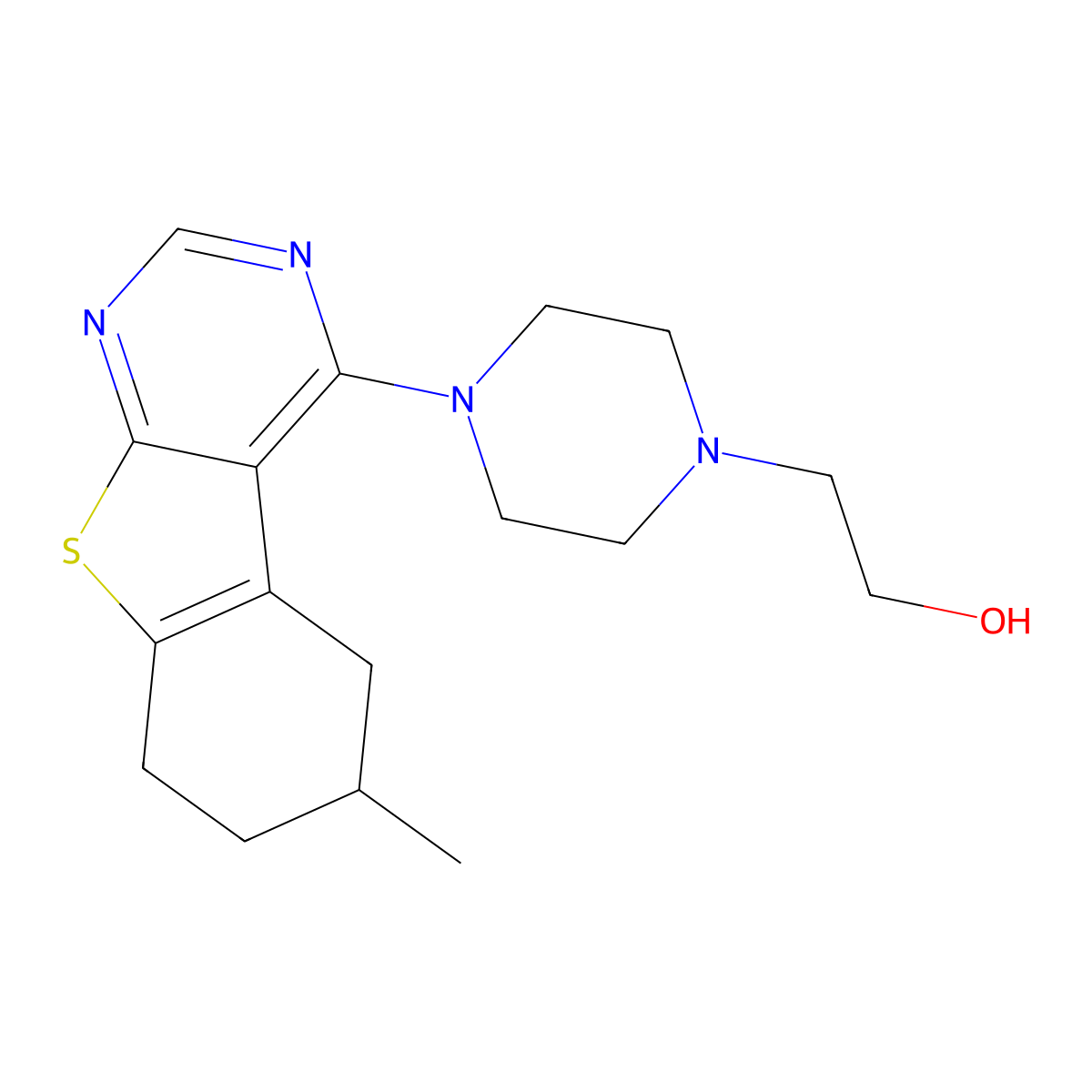 2-[4-(6-Methyl-5,6,7,8-tetrahydro[1]benzothieno[2,3-d]pyrimidin-4-yl)piperazin-1-yl]ethanol molecular structure, CAS 384797-12-0