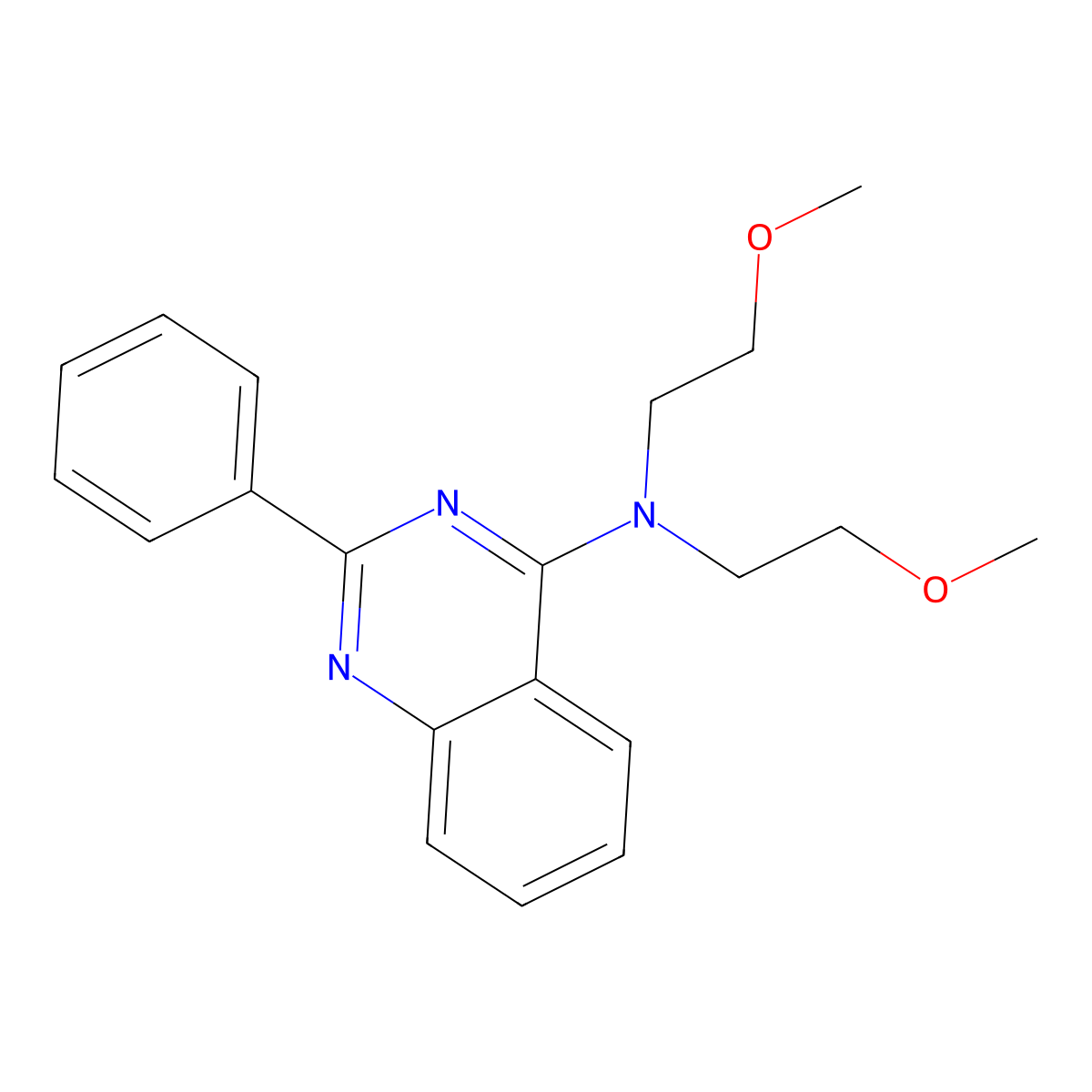N,N-bis(2-methoxyethyl)-2-phenylquinazolin-4-amine molecular structure, CAS 384797-59-5