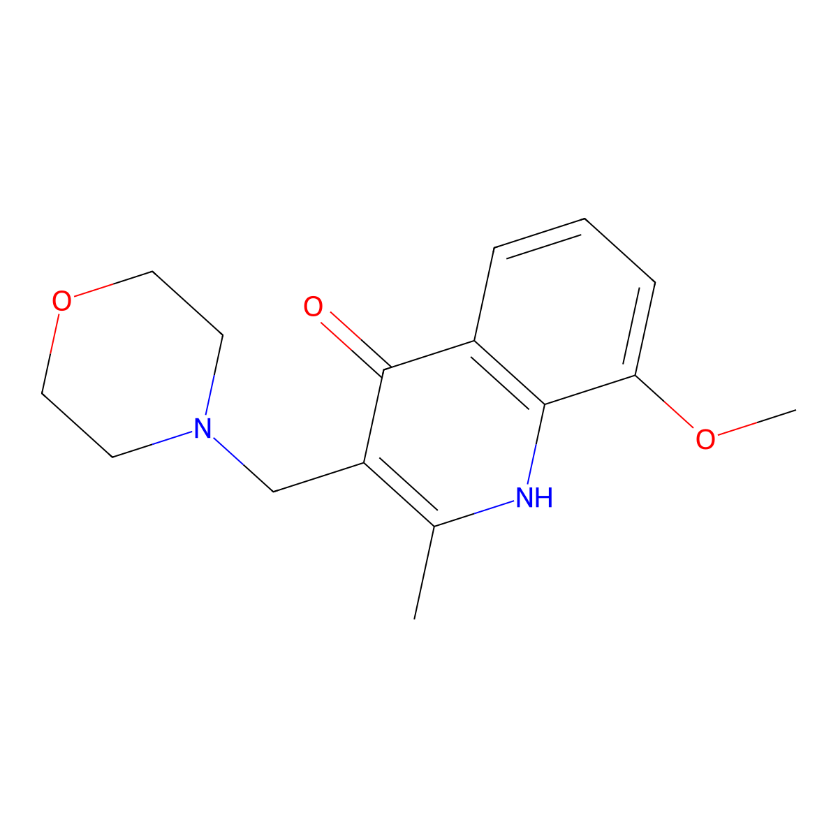 8-methoxy-2-methyl-3-(morpholin-4-ylmethyl)-1H-quinolin-4-one molecular structure, CAS 384797-60-8