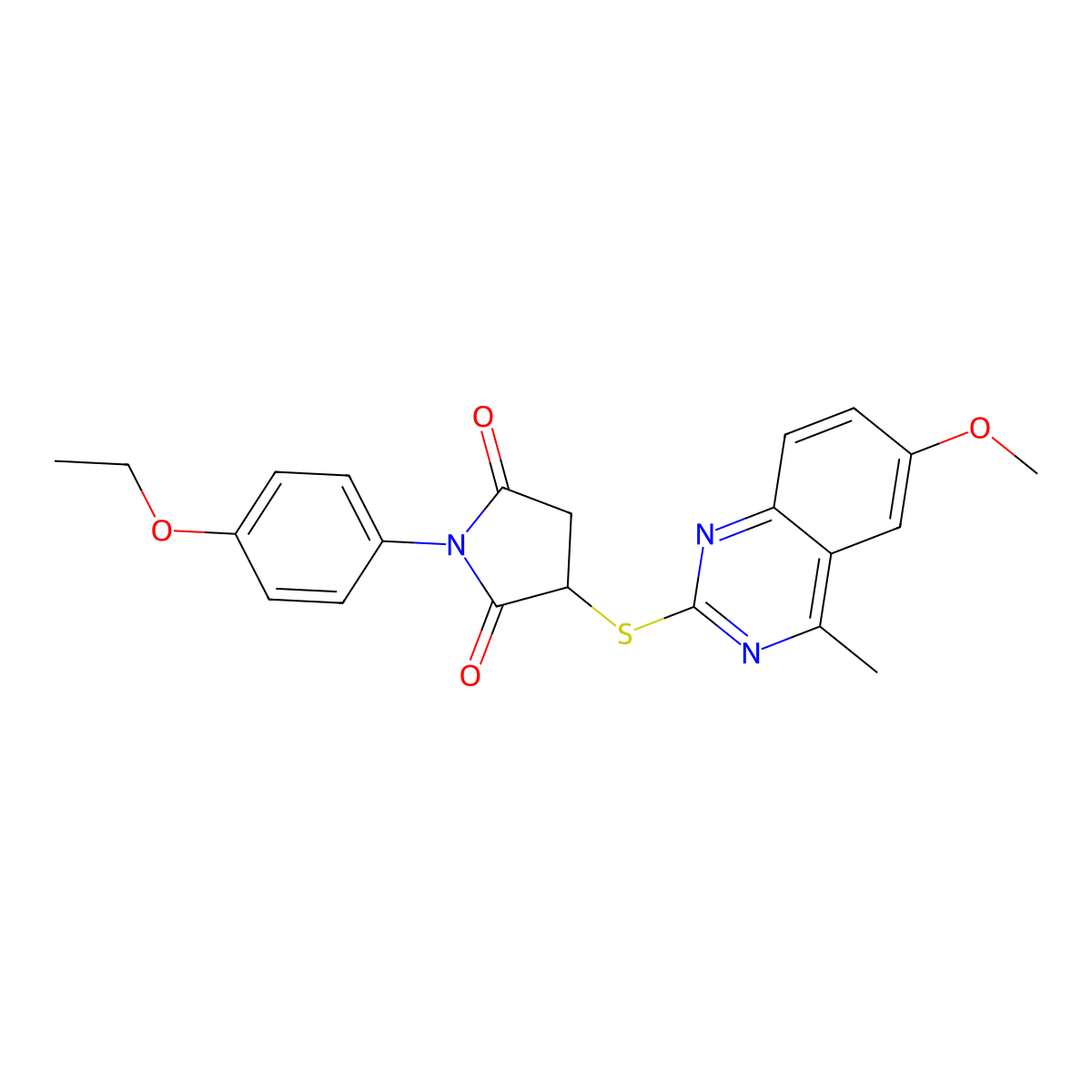 1-(4-Ethoxyphenyl)-3-[(6-methoxy-4-methylquinazolin-2-yl)sulfanyl]pyrrolidine-2,5-dione molecular structure, CAS 384797-63-1