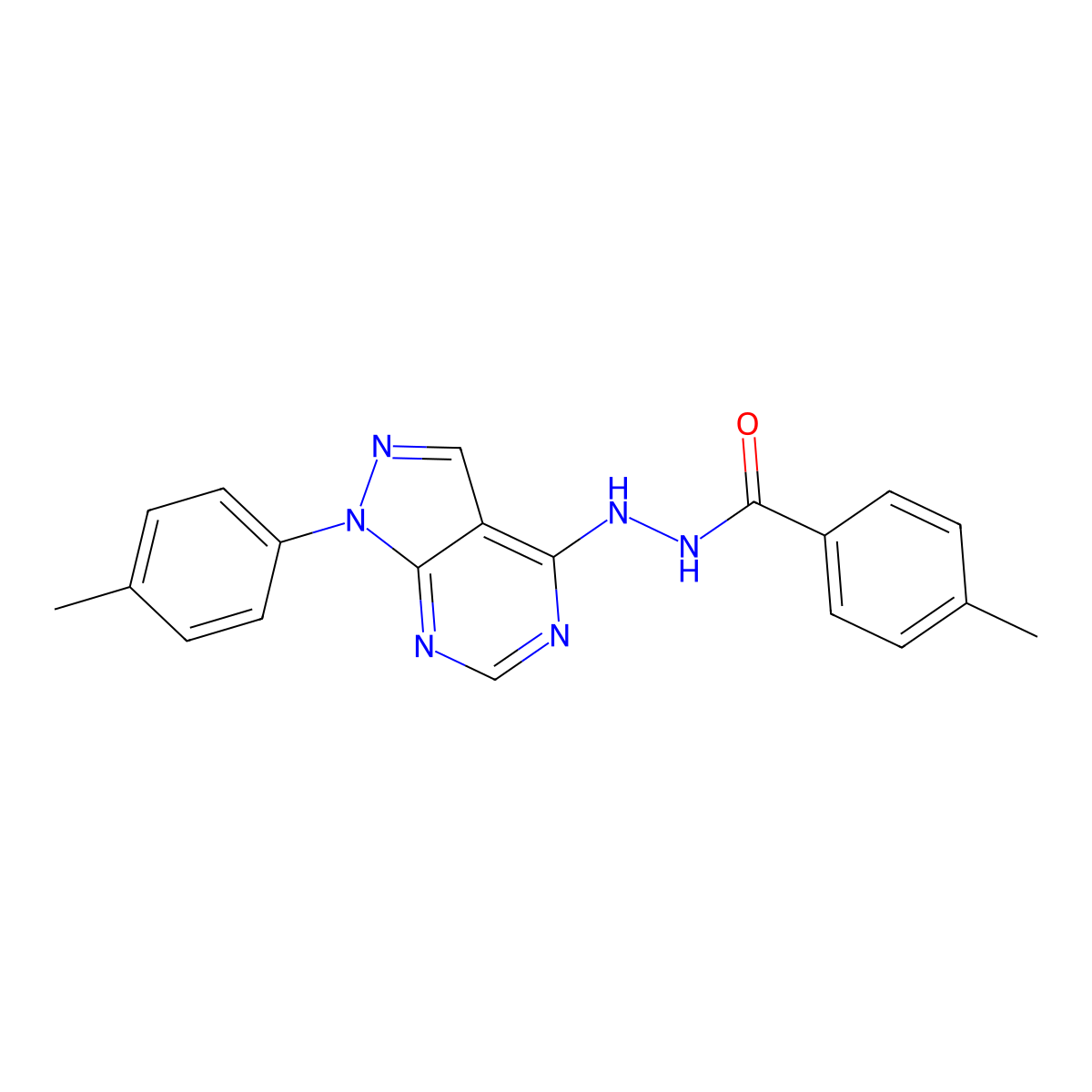 4-methyl-N'-[1-(4-methylphenyl)-1H-pyrazolo[3,4-d]pyrimidin-4-yl]benzohydrazide molecular structure, CAS 384797-74-4