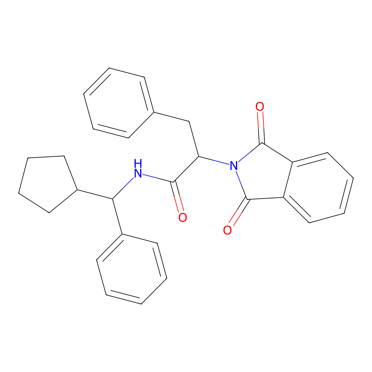 N-[cyclopentyl(phenyl)methyl]-2-(1,3-dioxoisoindol-2-yl)-3-phenylpropanamide molecular structure, CAS 384797-79-9