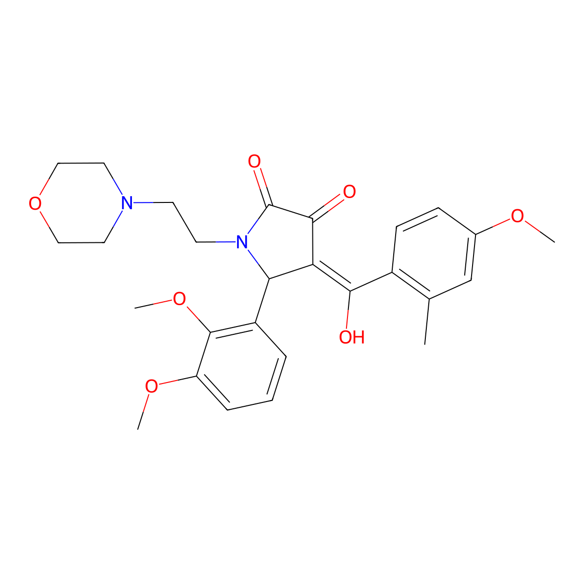 5-(2,3-dimethoxyphenyl)-3-hydroxy-4-(4-methoxy-2-methylbenzoyl)-1-[2-(morpholin-4-yl)ethyl]-2,5-dihydro-1H-pyrrol-2-one molecular structure, CAS 384798-10-1