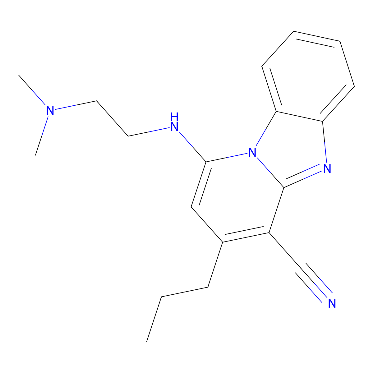 1-{[2-(Dimethylamino)ethyl]amino}-3-propylpyrido[1,2-a]benzimidazole-4-carbonitrile molecular structure, CAS 384798-18-9