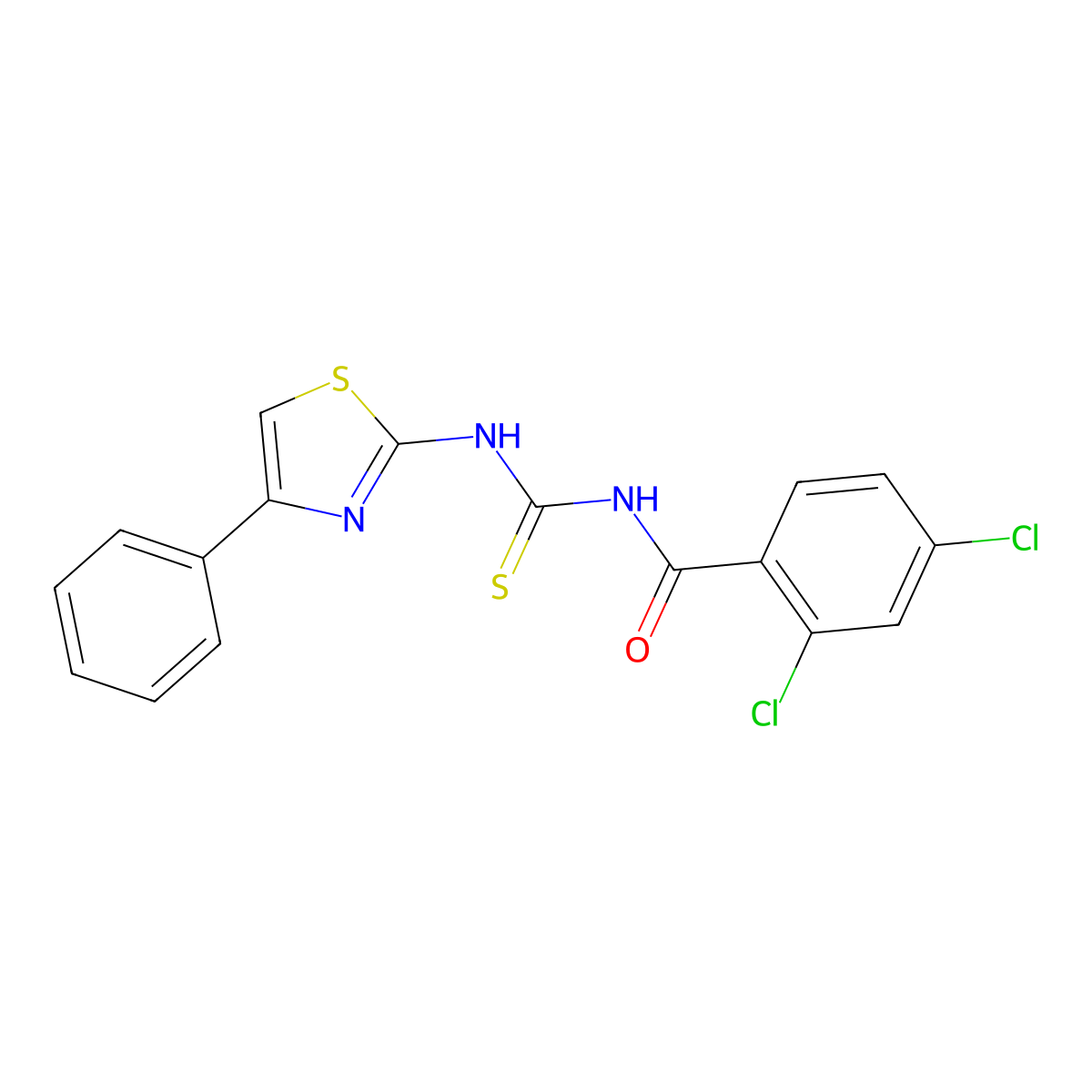 2,4-dichloro-N-[(4-phenyl-1,3-thiazol-2-yl)carbamothioyl]benzamide molecular structure, CAS 384798-33-8