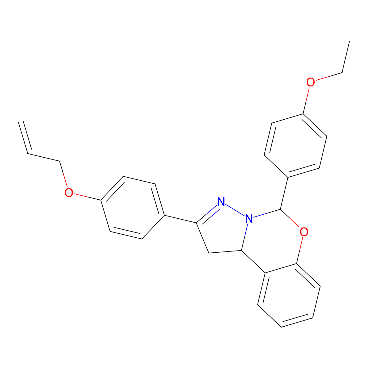 5-(4-Ethoxyphenyl)-2-[4-(prop-2-en-1-yloxy)phenyl]-1,10b-dihydropyrazolo[1,5-c][1,3]benzoxazine molecular structure, CAS 384798-35-0