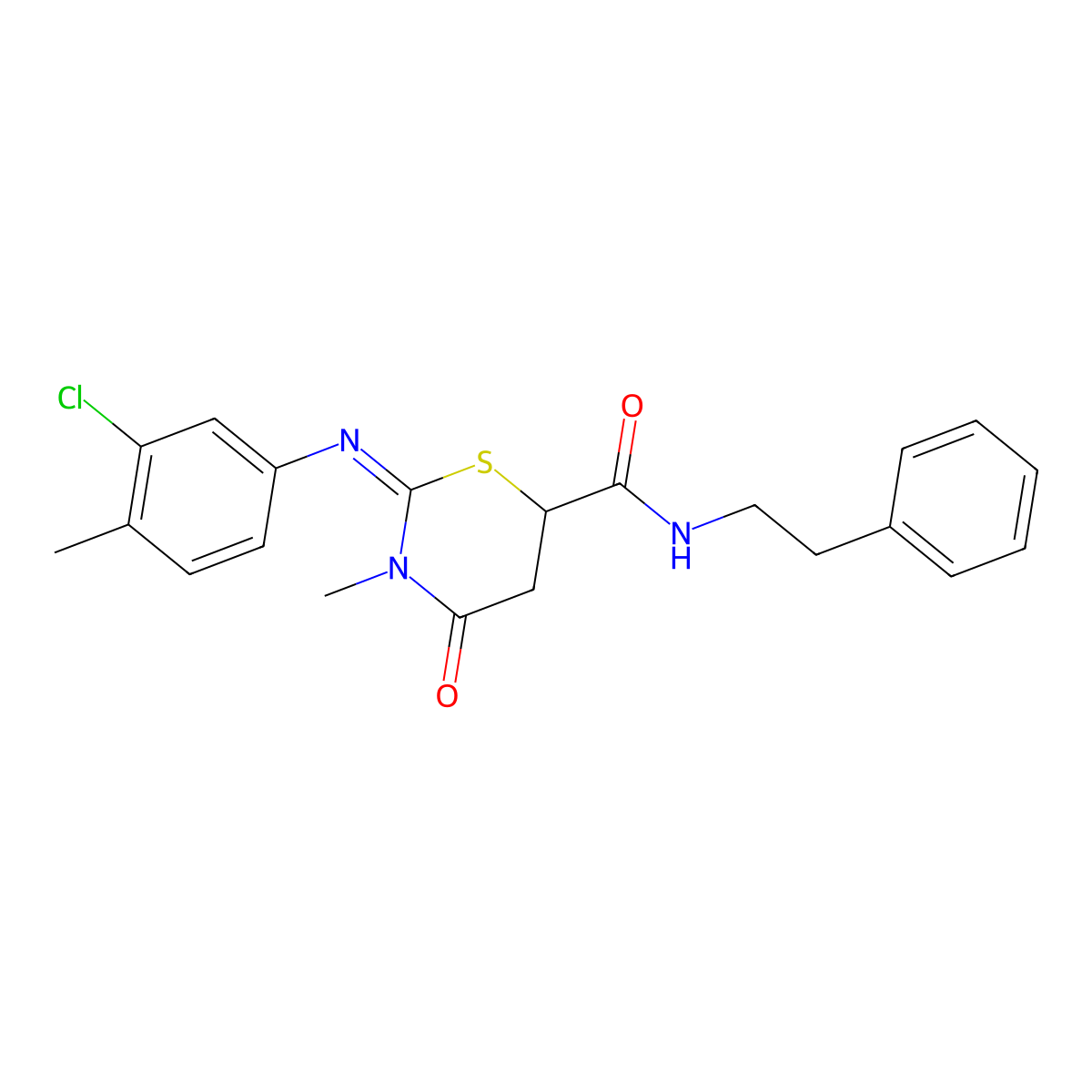 (2E)-2-[(3-chloro-4-methylphenyl)imino]-3-methyl-4-oxo-N-(2-phenylethyl)-1,3-thiazinane-6-carboxamide molecular structure, CAS 384798-36-1