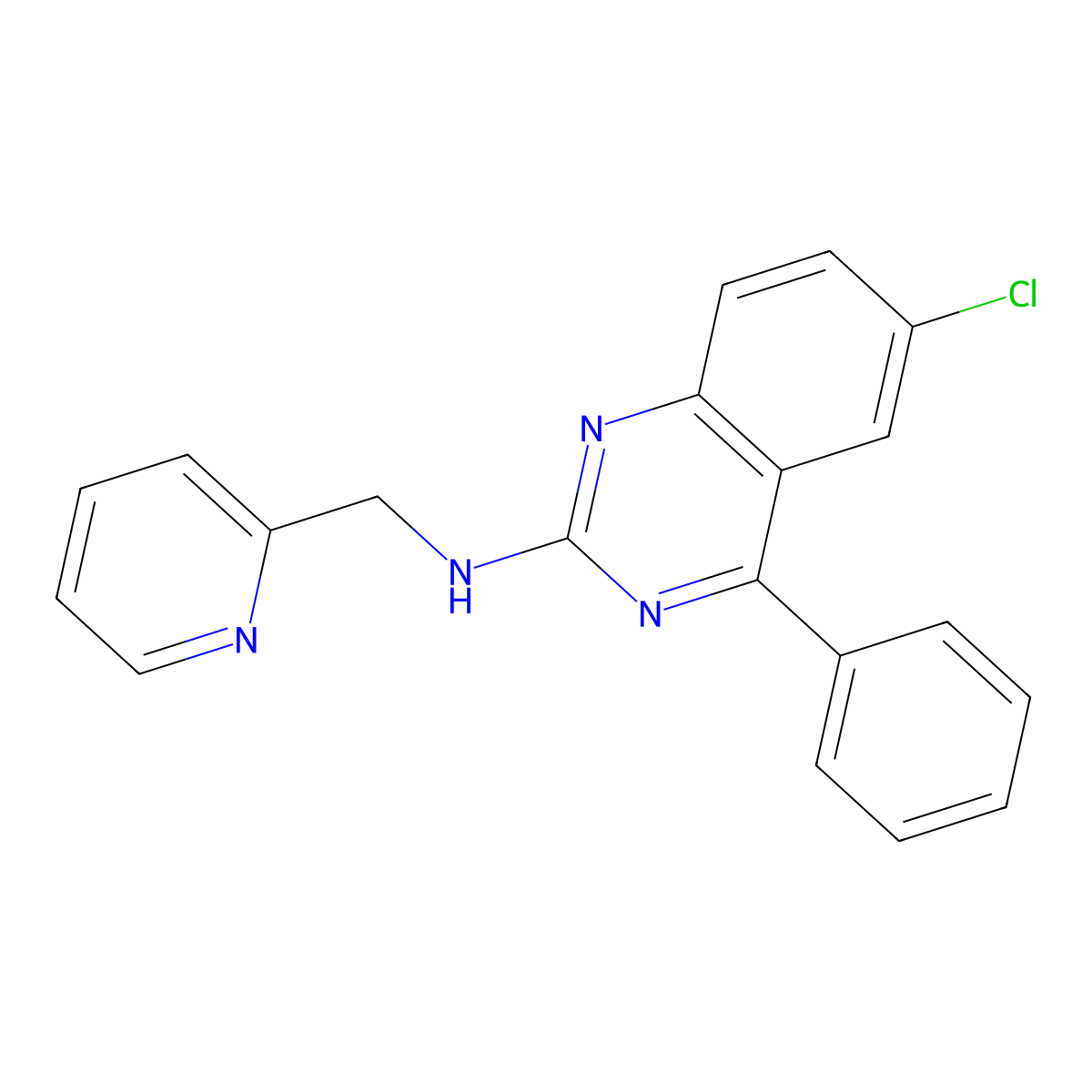 6-chloro-4-phenyl-N-(pyridin-2-ylmethyl)quinazolin-2-amine molecular structure, CAS 384798-49-6