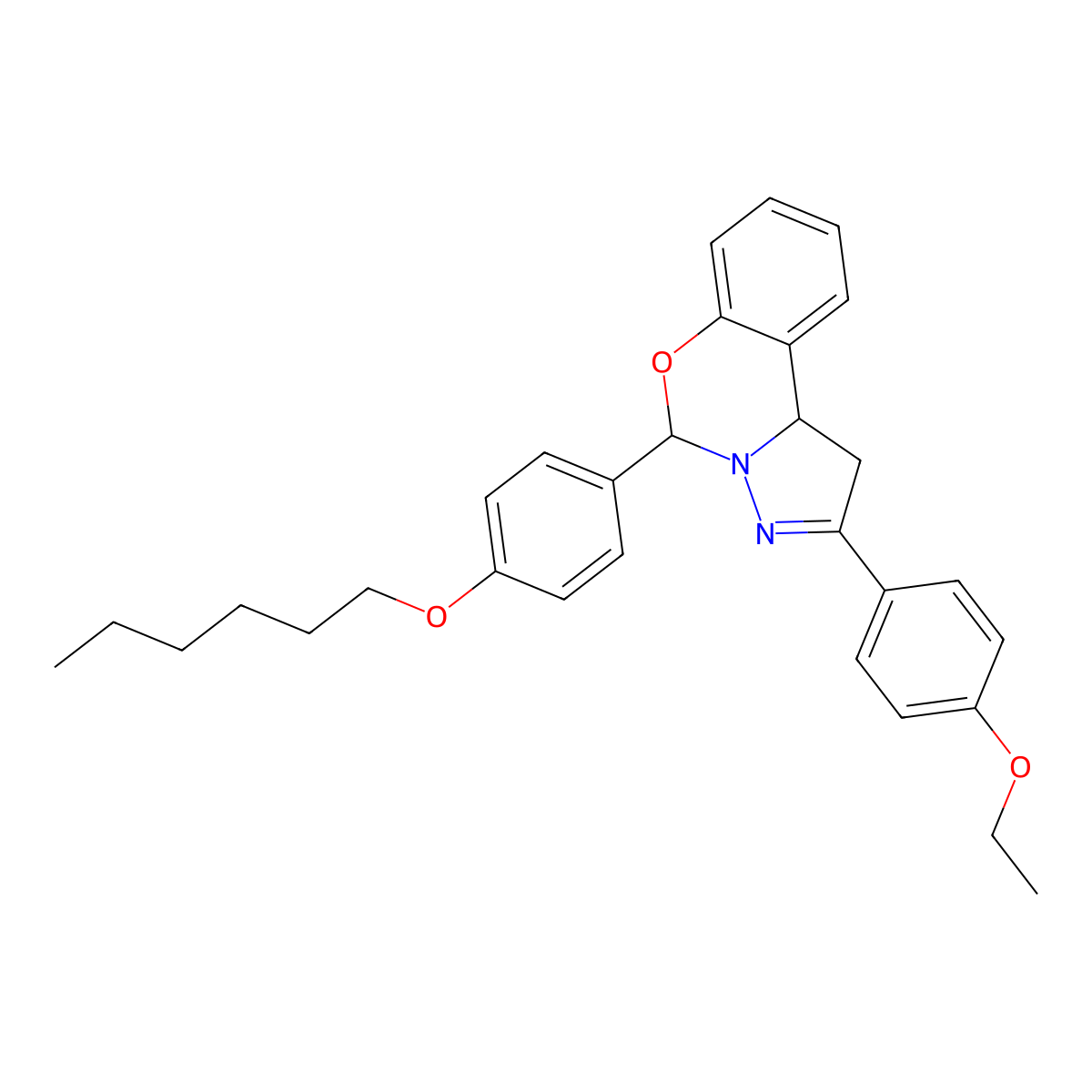 2-(4-Ethoxyphenyl)-5-[4-(hexyloxy)phenyl]-1,10b-dihydropyrazolo[1,5-c][1,3]benzoxazine molecular structure, CAS 384798-71-4