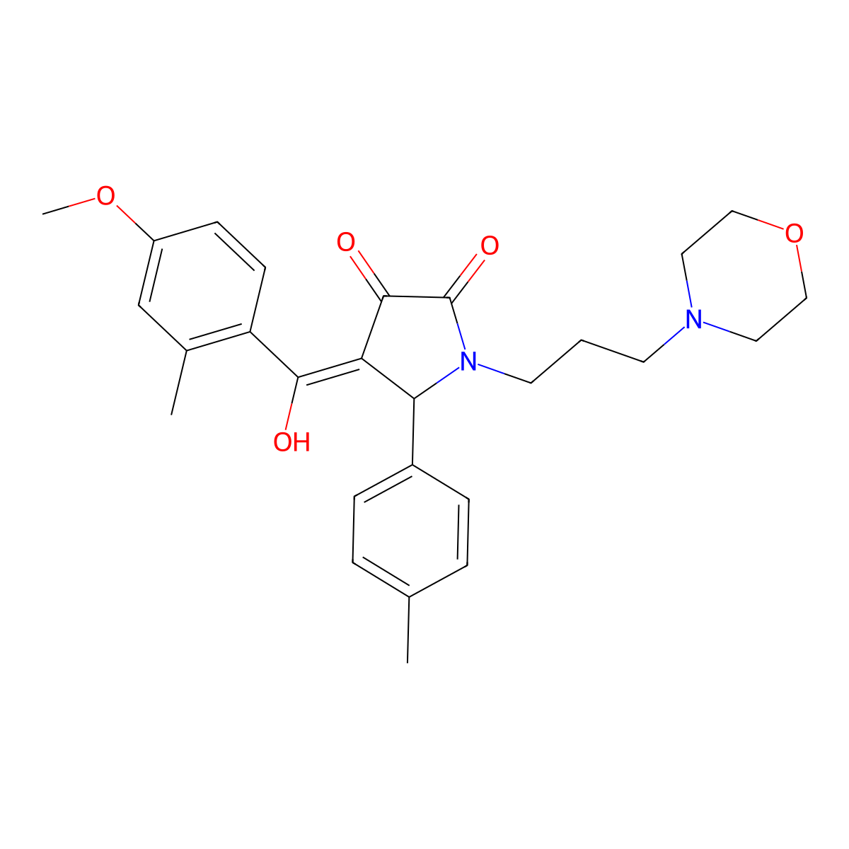 3-hydroxy-4-(4-methoxy-2-methylbenzoyl)-5-(4-methylphenyl)-1-[3-(morpholin-4-yl)propyl]-2,5-dihydro-1H-pyrrol-2-one molecular structure, CAS 384798-95-2