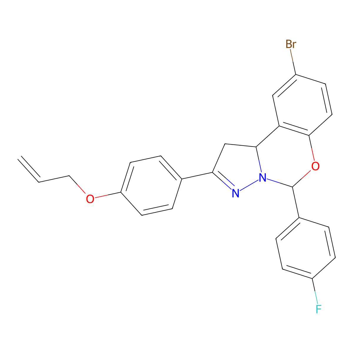 2-[4-(Allyloxy)phenyl]-9-bromo-5-(4-fluorophenyl)-1,10b-dihydropyrazolo[1,5-c][1,3]benzoxazine molecular structure, CAS 384799-11-5