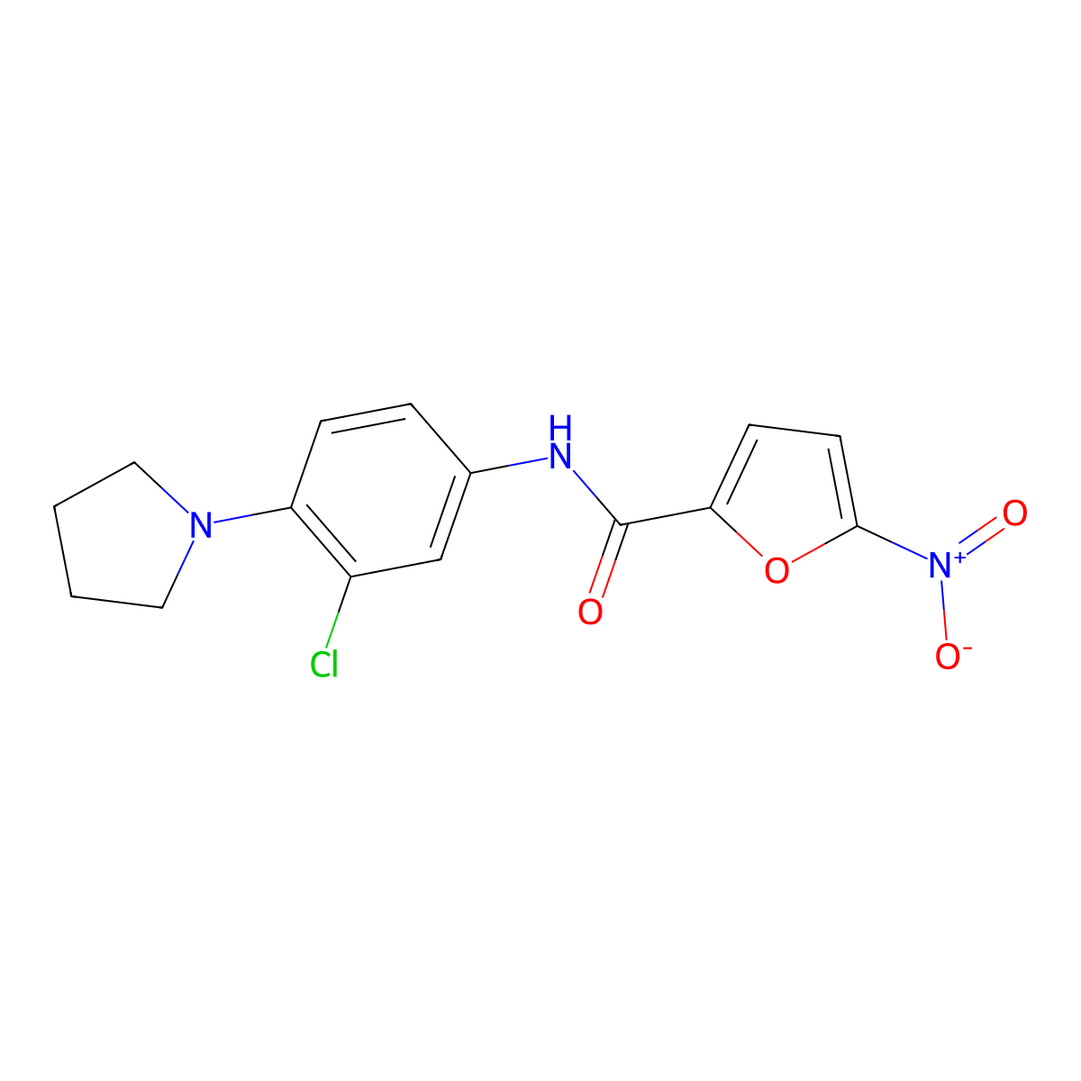 N-[3-chloro-4-(1-pyrrolidinyl)phenyl]-5-nitro-2-furamide molecular structure, CAS 384799-15-9