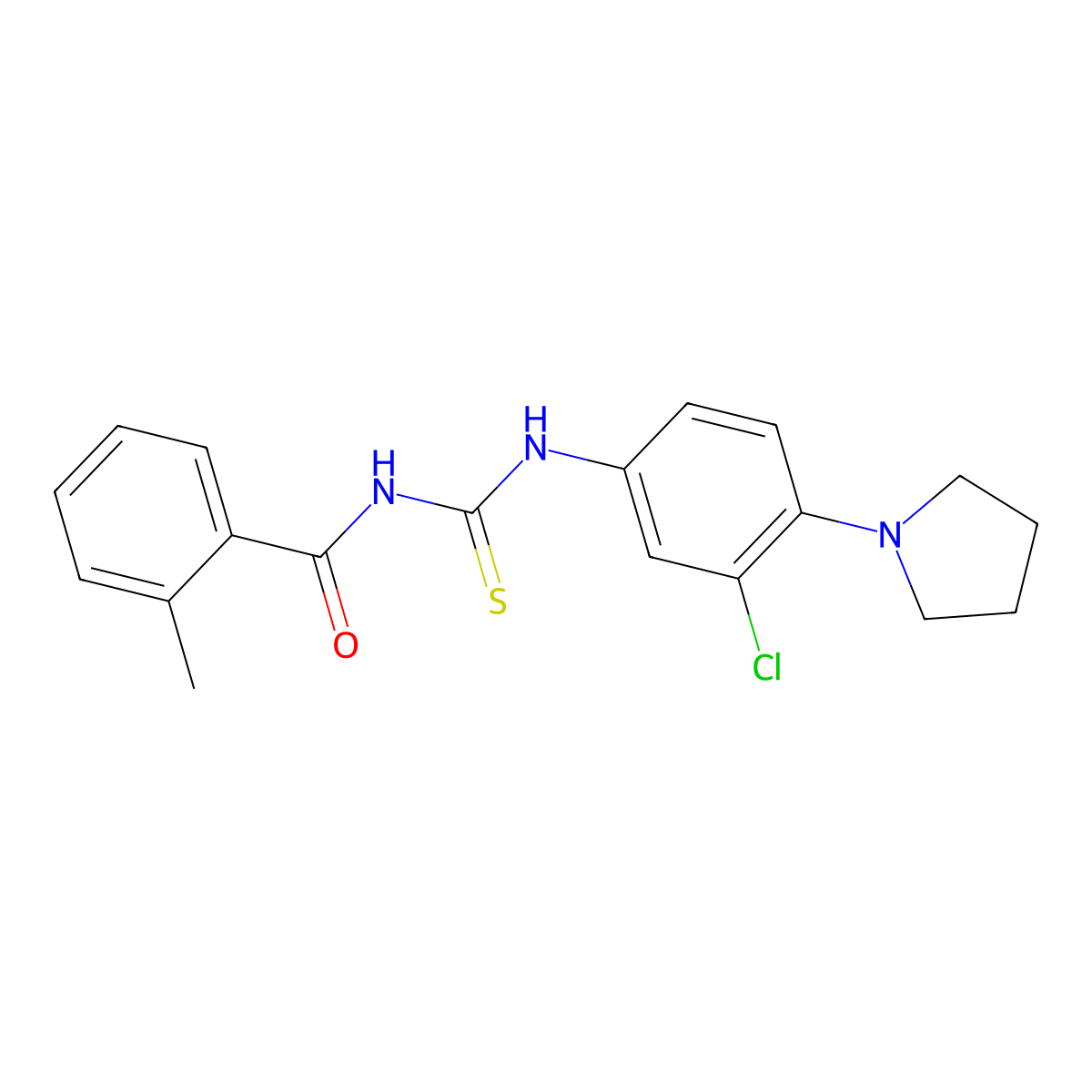 N-[(3-chloro-4-pyrrolidin-1-ylphenyl)carbamothioyl]-2-methylbenzamide molecular structure, CAS 384799-22-8