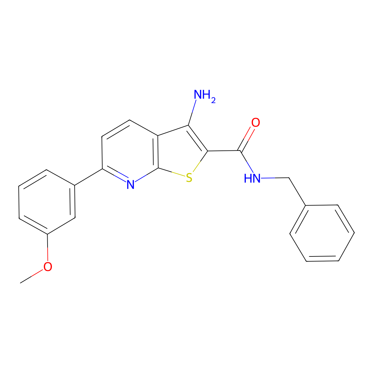 3-amino-N-benzyl-6-(3-methoxyphenyl)thieno[2,3-b]pyridine-2-carboxamide molecular structure, CAS 384799-41-1