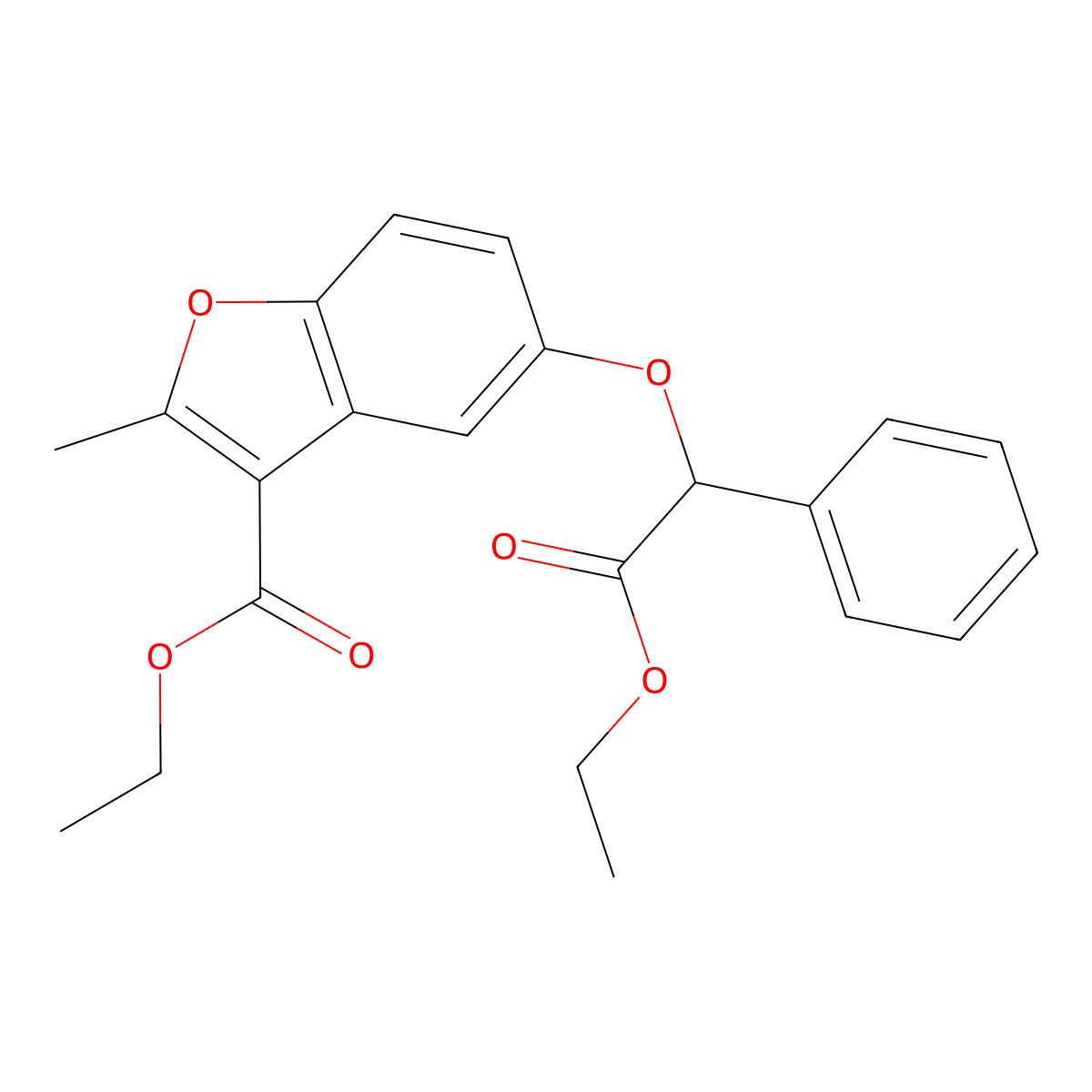 Ethyl 5-(2-ethoxy-2-oxo-1-phenylethoxy)-2-methyl-1-benzofuran-3-carboxylate molecular structure, CAS 384799-56-8
