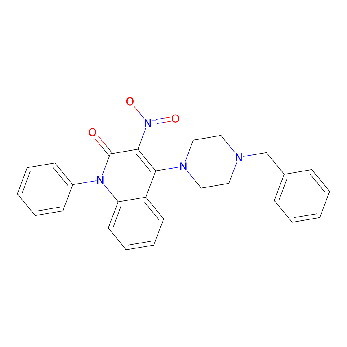 4-(4-benzylpiperazin-1-yl)-3-nitro-1-phenylquinolin-2(1H)-one molecular structure, CAS 384799-68-2