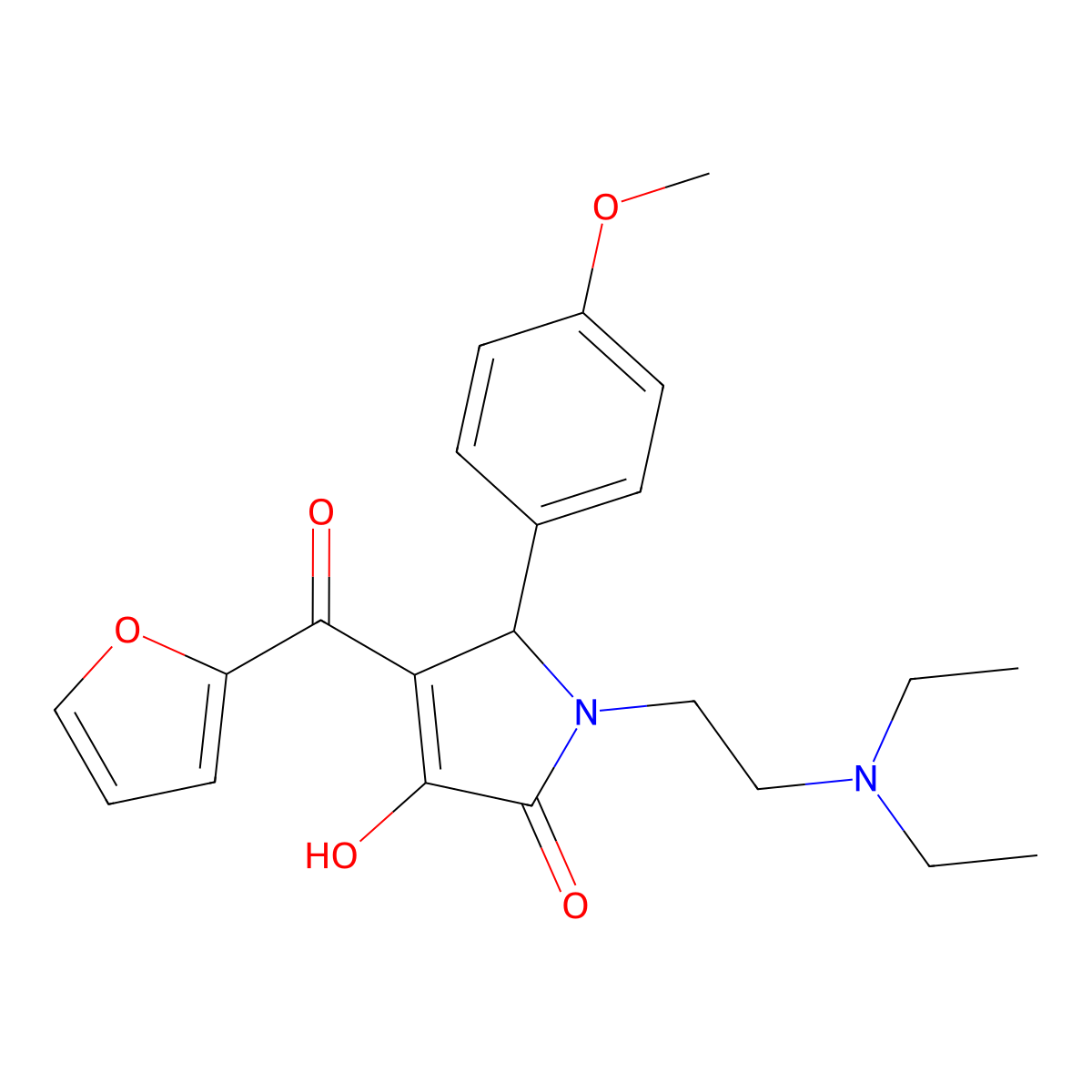 (4E)-1-[2-(diethylamino)ethyl]-4-[furan-2-yl(hydroxy)methylidene]-5-(4-methoxyphenyl)pyrrolidine-2,3-dione molecular structure, CAS 384799-93-3