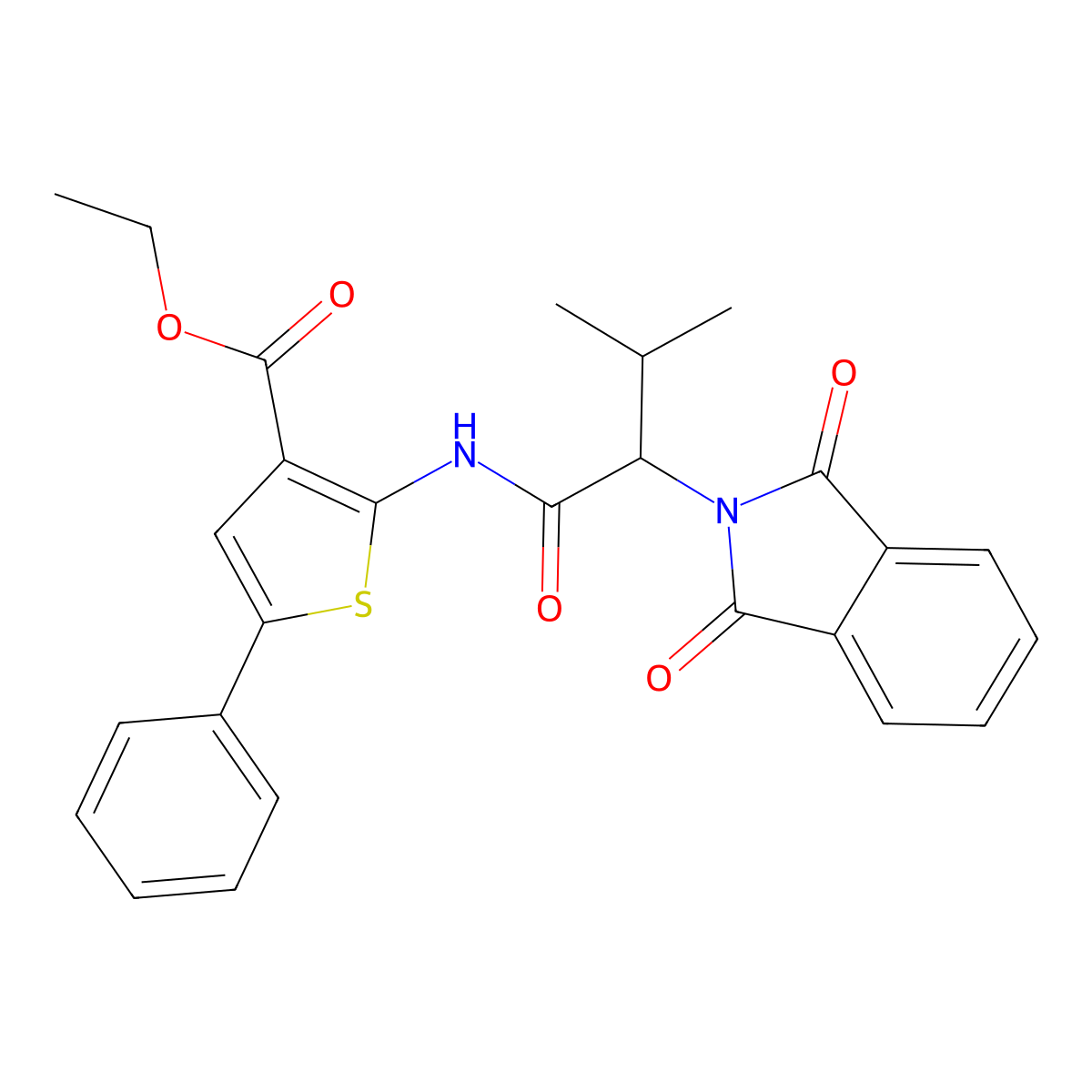 ethyl 2-{[2-(1,3-dioxo-1,3-dihydro-2H-isoindol-2-yl)-3-methylbutanoyl]amino}-5-phenylthiophene-3-carboxylate molecular structure, CAS 384800-16-2