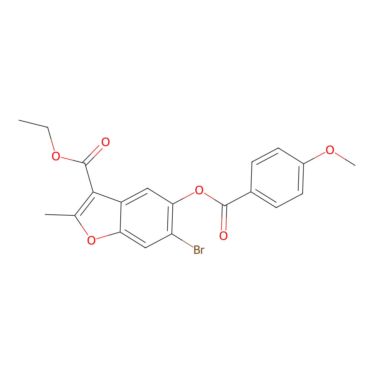 Ethyl 6-bromo-5-(4-methoxybenzoyloxy)-2-methyl-1-benzofuran-3-carboxylate molecular structure, CAS 384800-22-0