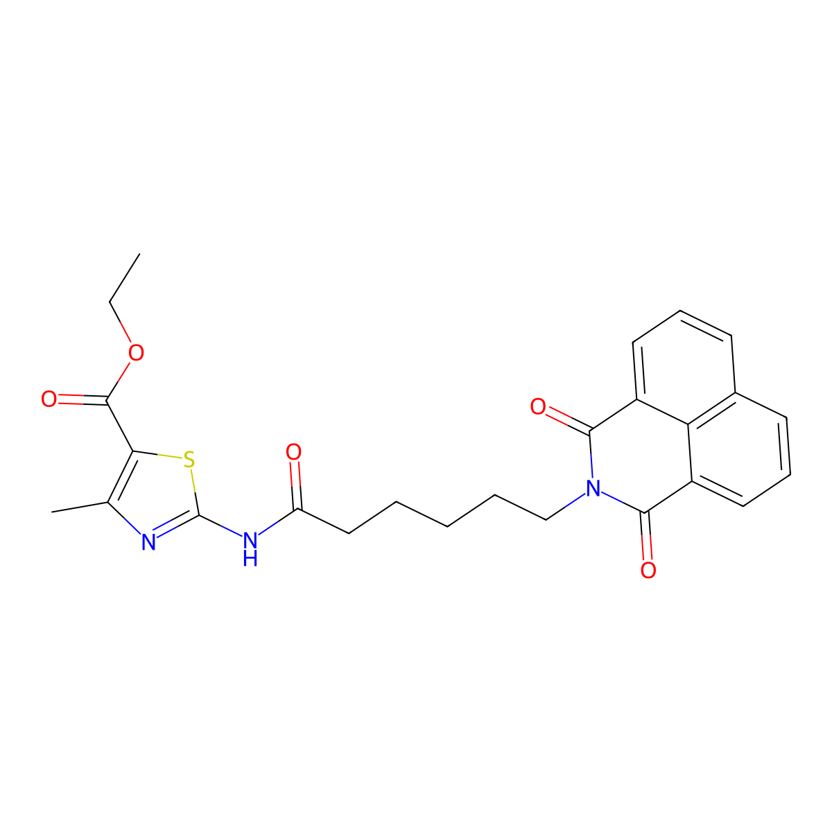 ethyl 2-(6-(1,3-dioxo-1H-benzo[de]isoquinolin-2(3H)-yl)hexanamido)-4-methylthiazole-5-carboxylate molecular structure, CAS 384800-26-4