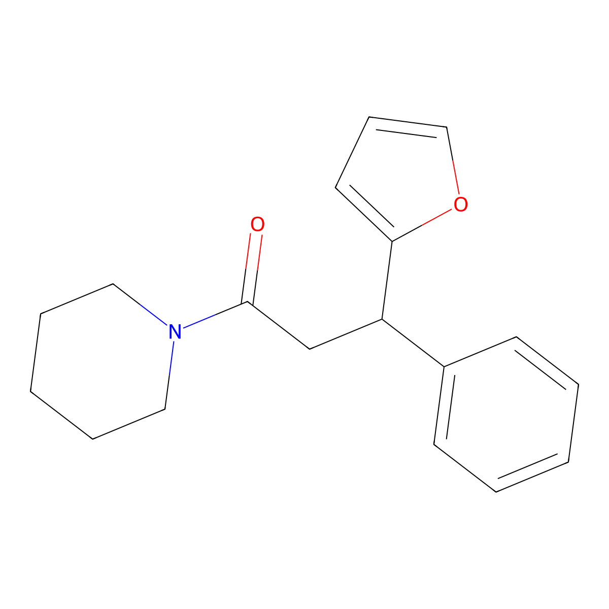 3-(Furan-2-yl)-3-phenyl-1-piperidin-1-ylpropan-1-one molecular structure, CAS 384800-34-4