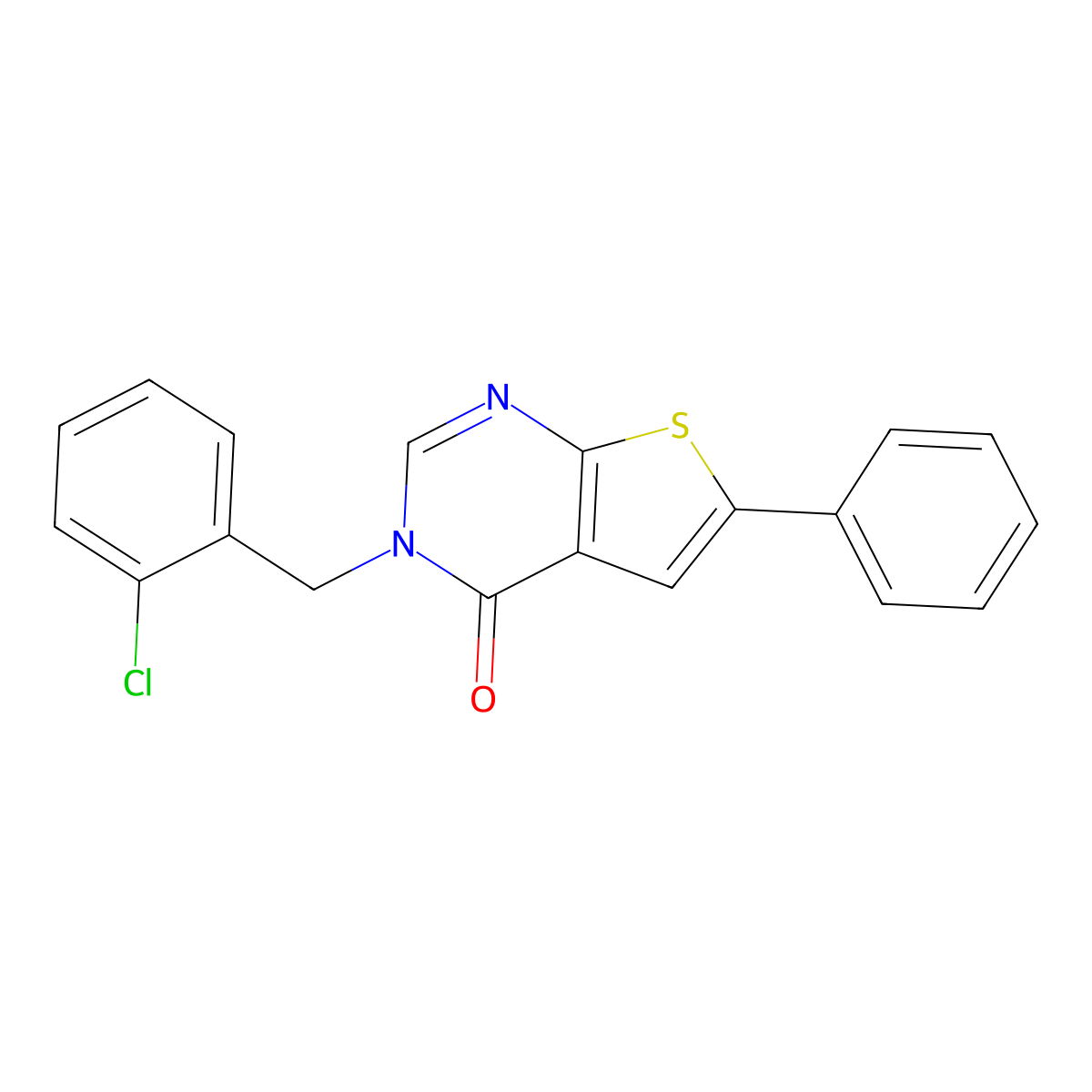 3-(2-chlorobenzyl)-6-phenylthieno[2,3-d]pyrimidin-4(3H)-one molecular structure, CAS 384800-40-2