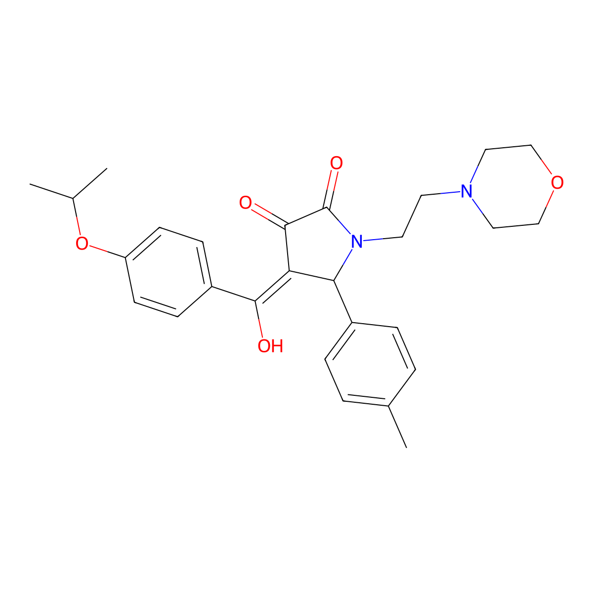 3-hydroxy-5-(4-methylphenyl)-1-[2-(morpholin-4-yl)ethyl]-4-[4-(propan-2-yloxy)benzoyl]-2,5-dihydro-1H-pyrrol-2-one molecular structure, CAS 384800-78-6