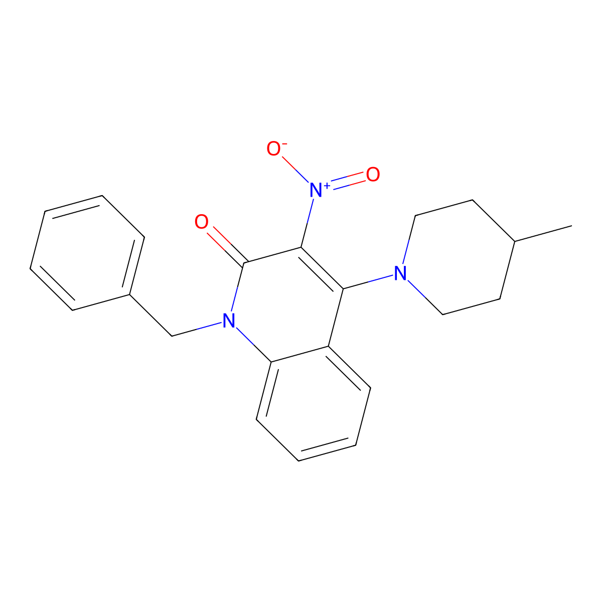 1-Benzyl-4-(4-methylpiperidin-1-yl)-3-nitroquinolin-2-one molecular structure, CAS 384800-85-5