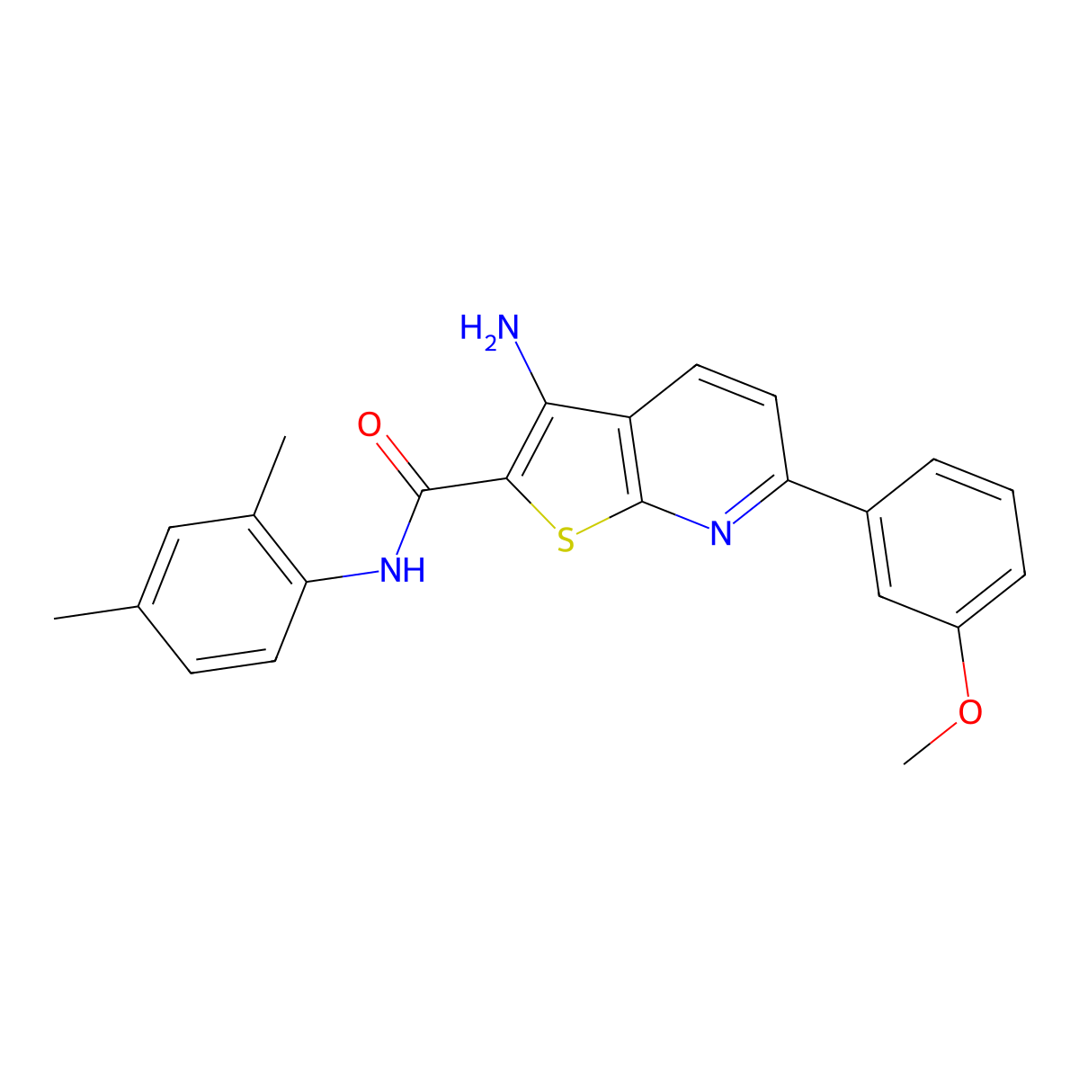 3-amino-N-(2,4-dimethylphenyl)-6-(3-methoxyphenyl)thieno[2,3-b]pyridine-2-carboxamide molecular structure, CAS 384800-88-8