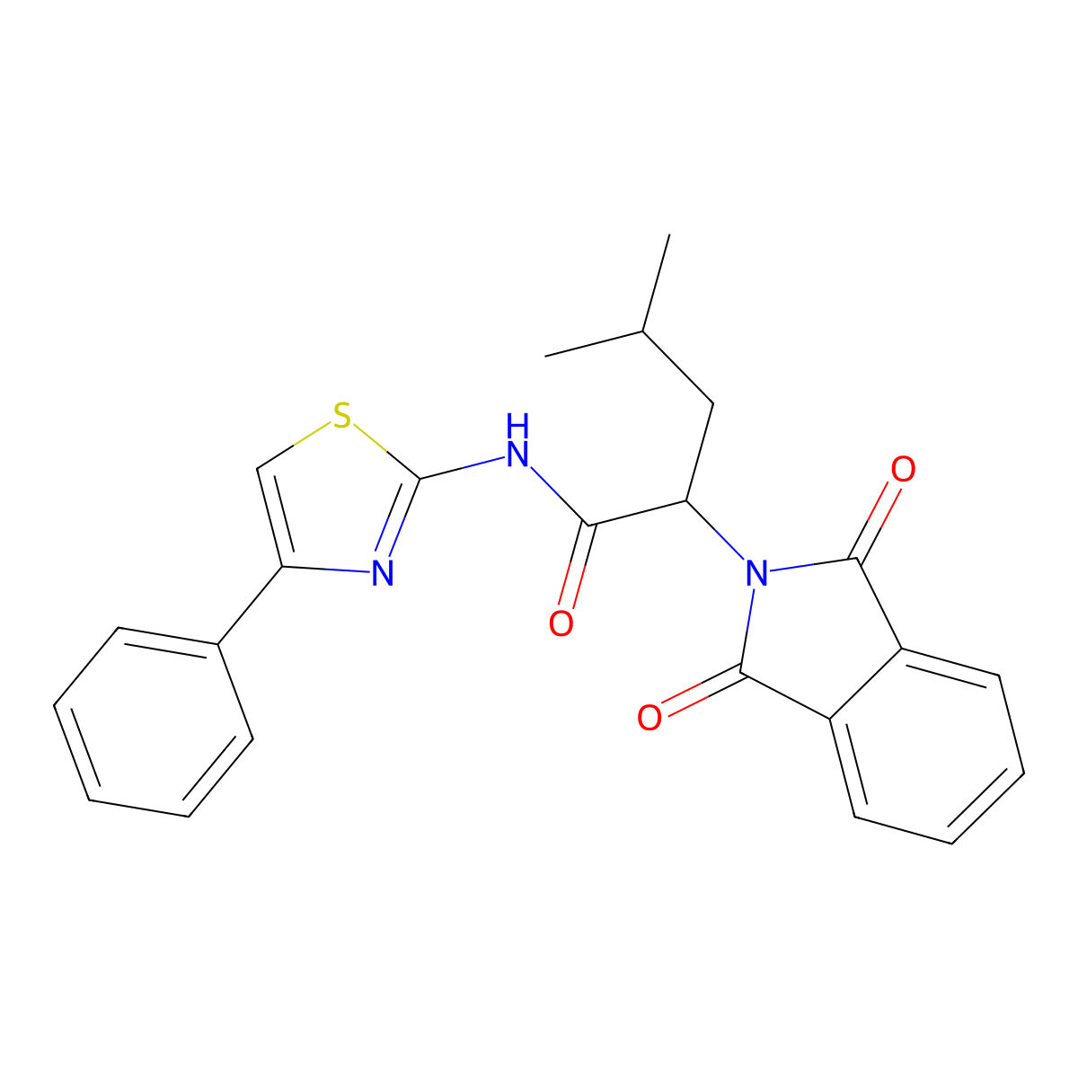 2-(1,3-dioxo-1,3-dihydro-2H-isoindol-2-yl)-4-methyl-N-(4-phenyl-1,3-thiazol-2-yl)pentanamide molecular structure, CAS 384801-03-0