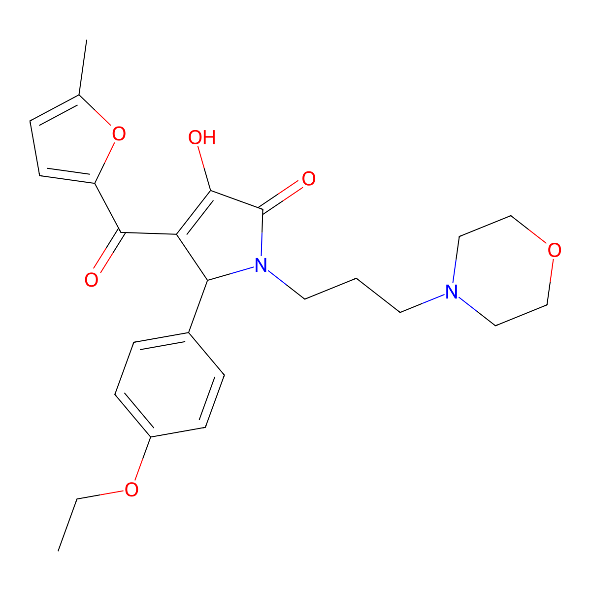 (4E)-5-(4-ethoxyphenyl)-4-[hydroxy(5-methylfuran-2-yl)methylidene]-1-[3-(morpholin-4-yl)propyl]pyrrolidine-2,3-dione molecular structure, CAS 384801-28-9