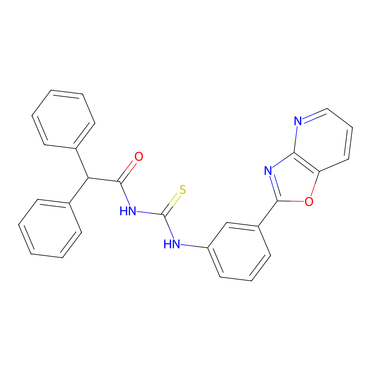 N-[[3-([1,3]oxazolo[4,5-b]pyridin-2-yl)phenyl]carbamothioyl]-2,2-diphenylacetamide molecular structure, CAS 384801-34-7