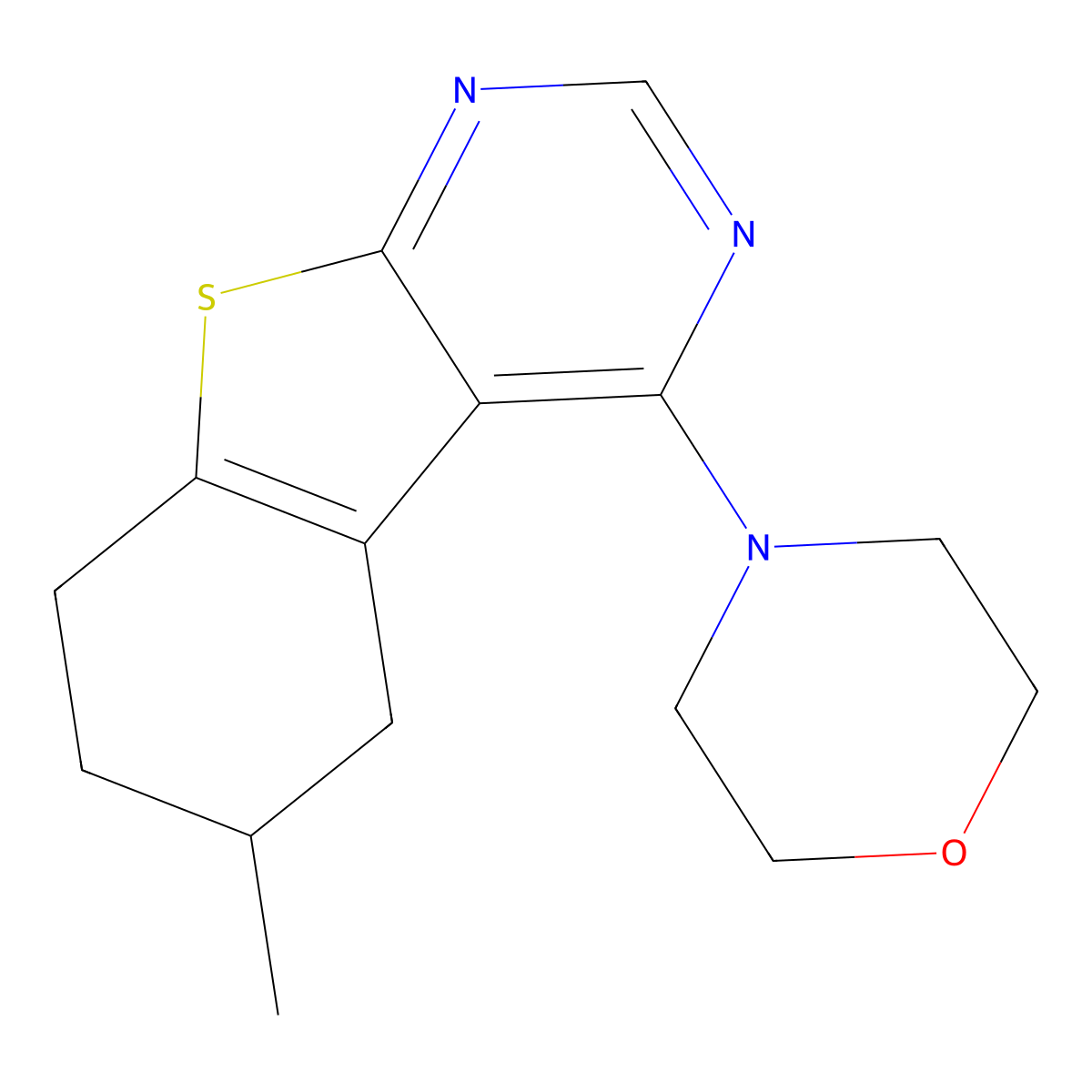 4-(6-Methyl-5,6,7,8-tetrahydro-[1]benzothiolo[2,3-d]pyrimidin-4-yl)morpholine molecular structure, CAS 384801-82-5