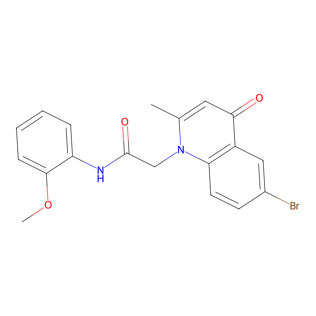 2-(6-bromo-2-methyl-4-oxo-1-quinolinyl)-N-(2-methoxyphenyl)acetamide molecular structure, CAS 384801-90-5