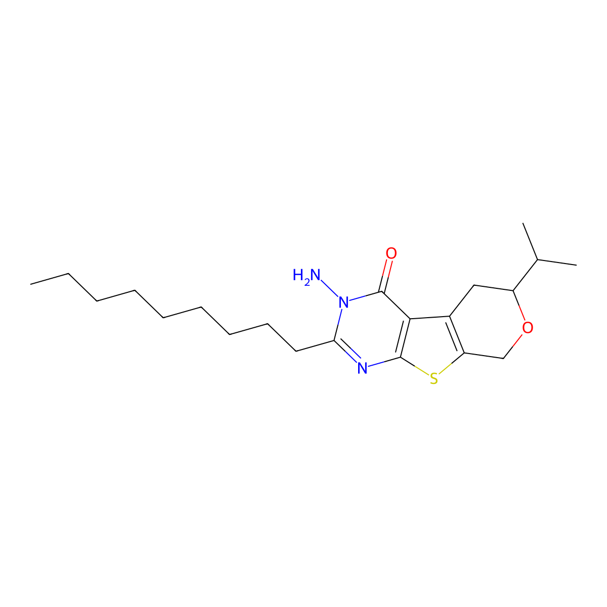 3-amino-2-nonyl-6-(propan-2-yl)-3,5,6,8-tetrahydro-4H-pyrano[4',3':4,5]thieno[2,3-d]pyrimidin-4-one molecular structure, CAS 384802-11-3