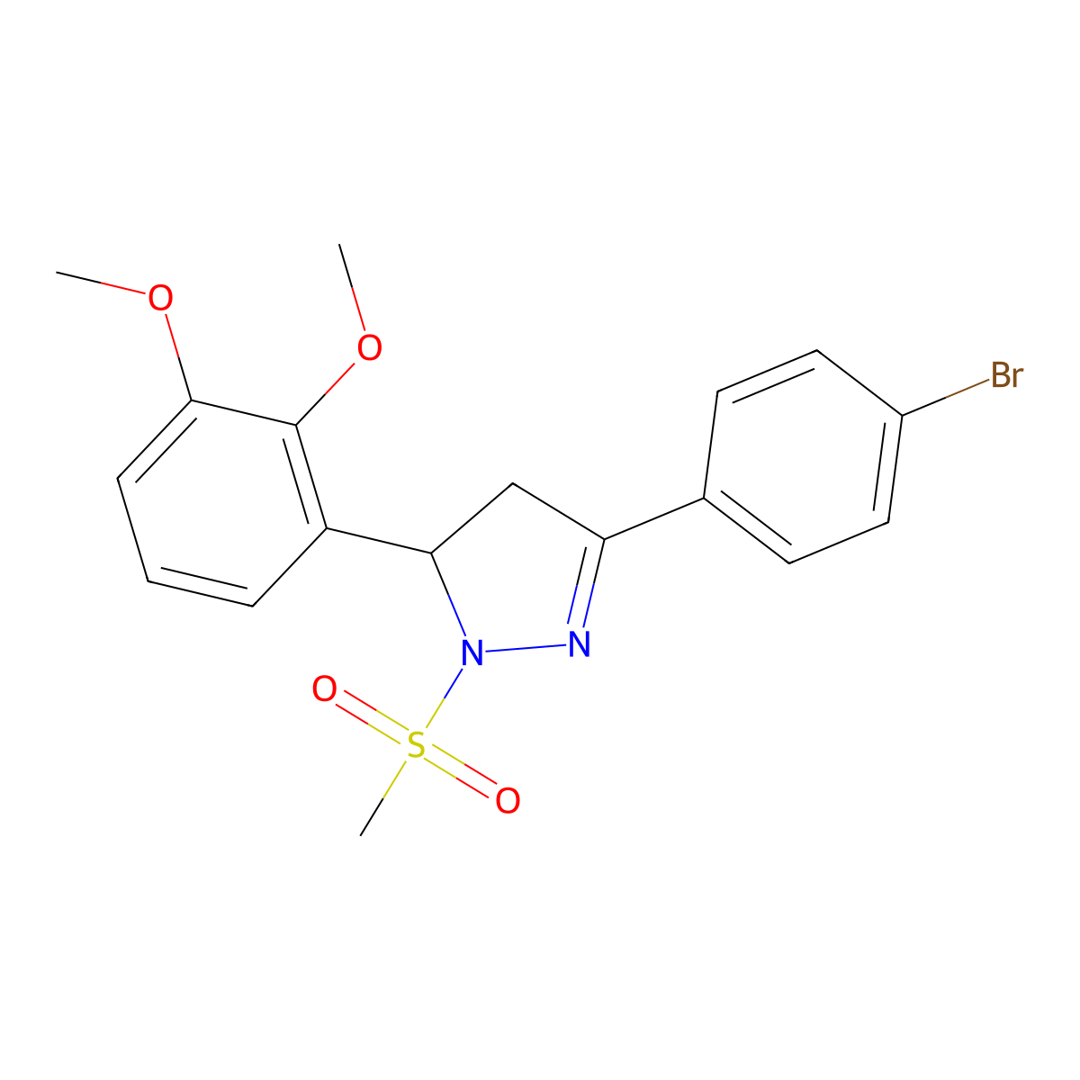 3-(4-bromophenyl)-5-(2,3-dimethoxyphenyl)-1-methanesulfonyl-4,5-dihydro-1H-pyrazole molecular structure, CAS 384802-49-7