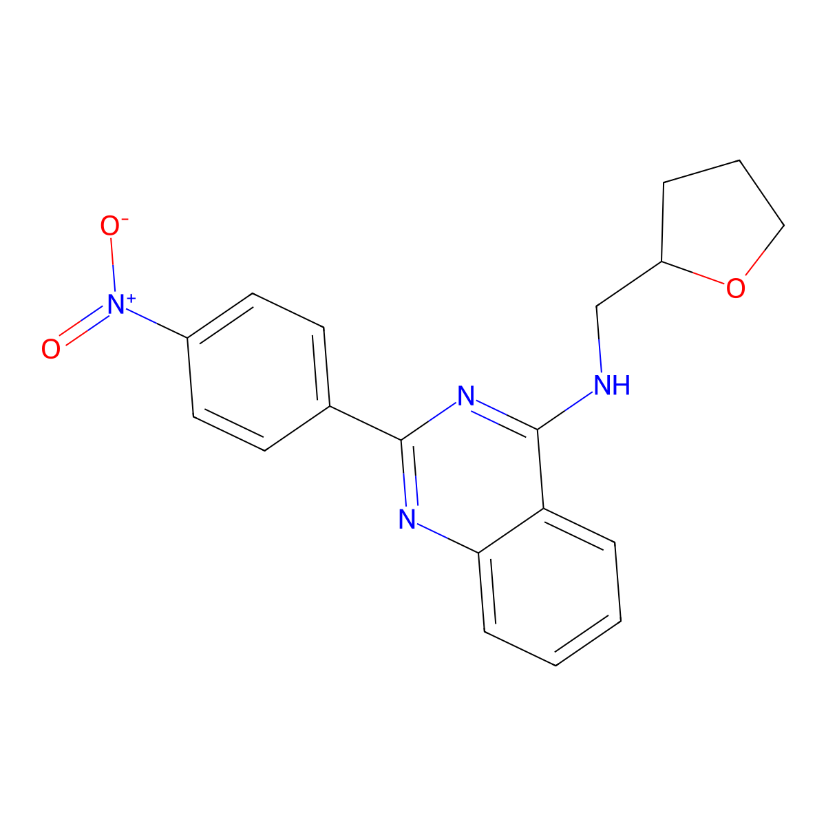 2-(4-nitrophenyl)-N-(oxolan-2-ylmethyl)quinazolin-4-amine molecular structure, CAS 384802-51-1
