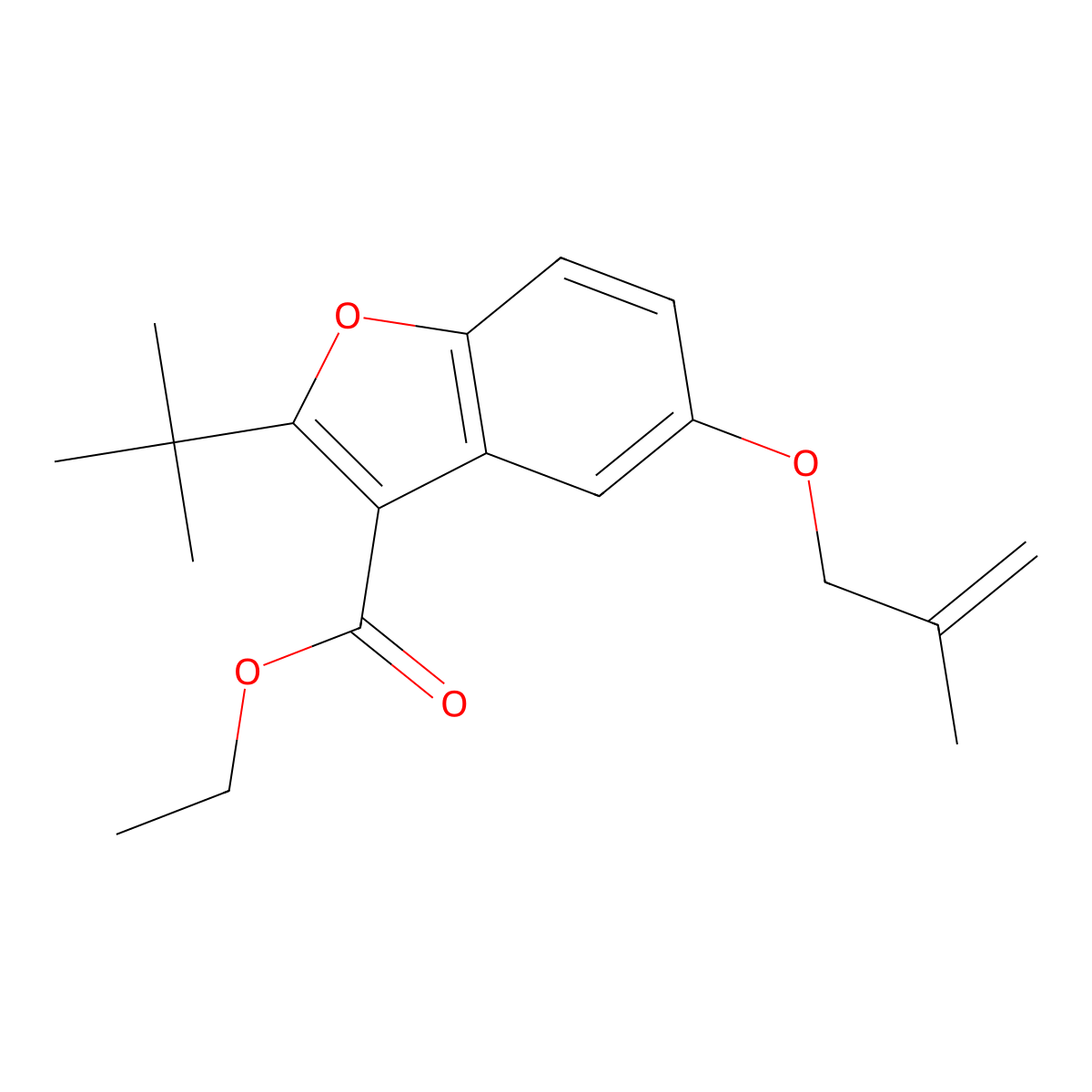 Ethyl 2-tert-butyl-5-[(2-methylprop-2-en-1-yl)oxy]-1-benzofuran-3-carboxylate molecular structure, CAS 384802-52-2