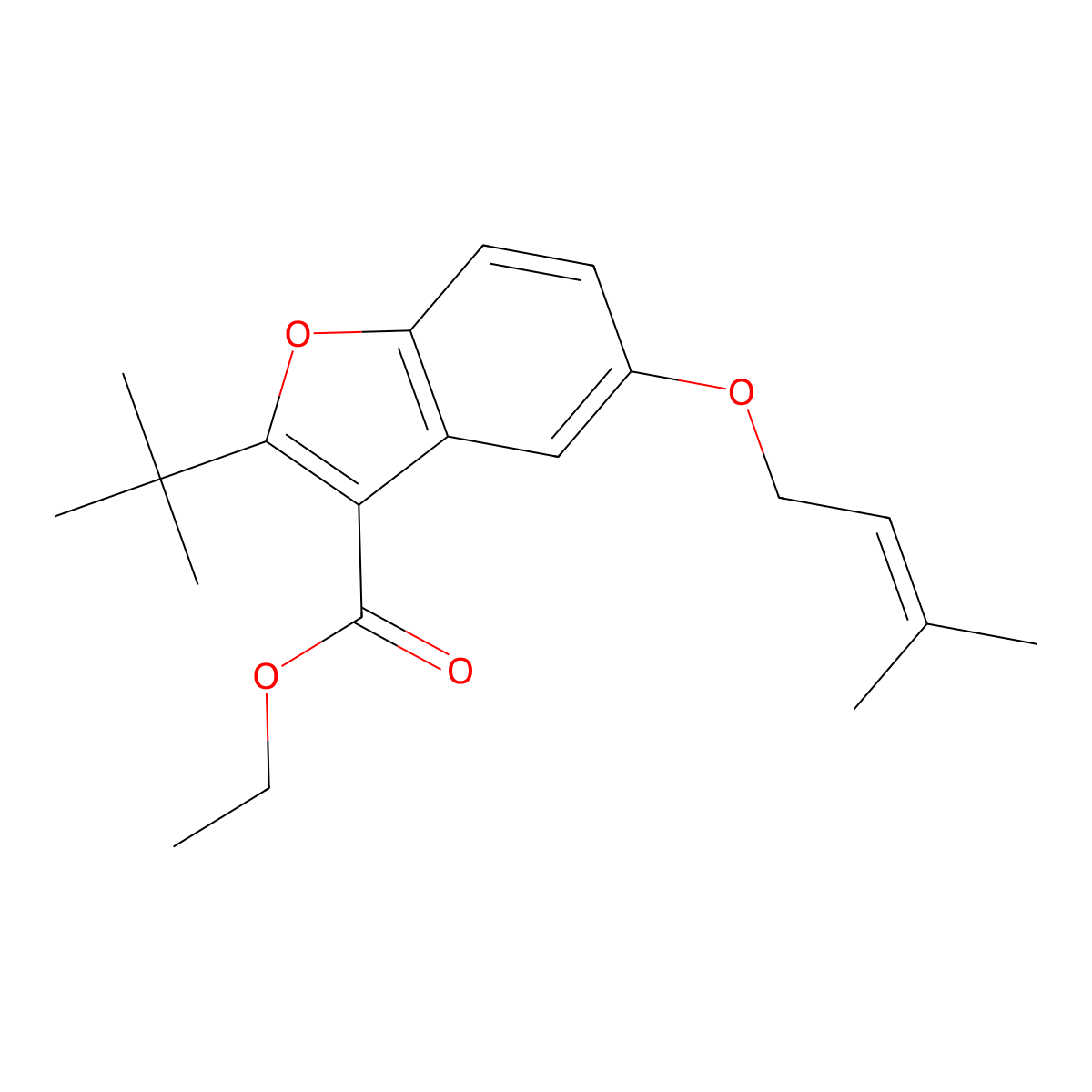 Ethyl 2-tert-butyl-5-[(3-methylbut-2-en-1-yl)oxy]-1-benzofuran-3-carboxylate molecular structure, CAS 384802-63-5