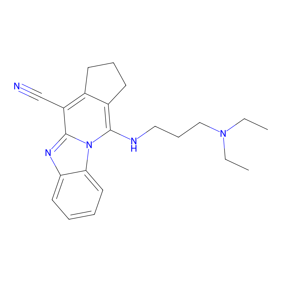 16-{[3-(Diethylamino)propyl]amino}-1,8-diazatetracyclo[7.7.0.0^{2,7}.0^{11,15}]hexadeca-2(7),3,5,8,10,15-hexaene-10-carbonitrile molecular structure, CAS 384802-64-6