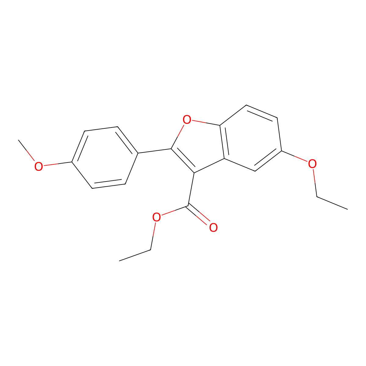 Ethyl 5-ethoxy-2-(4-methoxyphenyl)-1-benzofuran-3-carboxylate molecular structure, CAS 384802-71-5