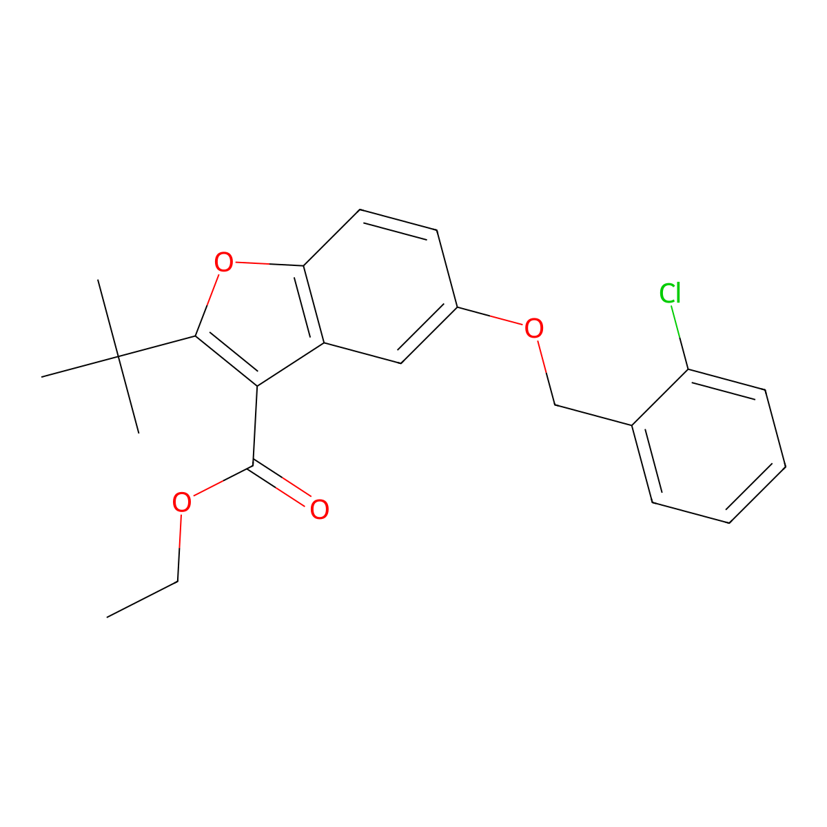 Ethyl 2-tert-butyl-5-[(2-chlorophenyl)methoxy]-1-benzofuran-3-carboxylate molecular structure, CAS 384802-99-7