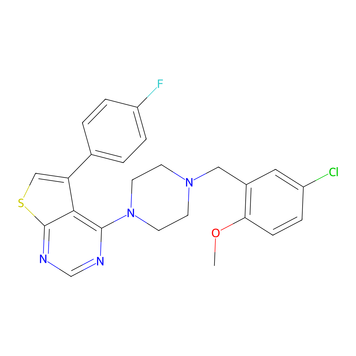 4-[4-(5-Chloro-2-methoxybenzyl)piperazin-1-yl]-5-(4-fluorophenyl)thieno[2,3-d]pyrimidine molecular structure, CAS 384803-16-1