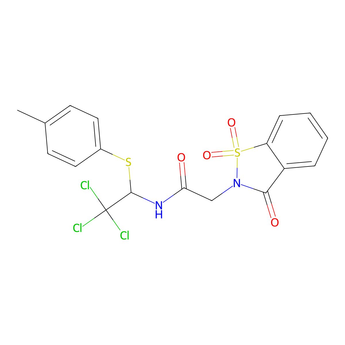 2-(1,1-dioxido-3-oxo-1,2-benzothiazol-2(3H)-yl)-N-{2,2,2-trichloro-1-[(4-methylphenyl)sulfanyl]ethyl}acetamide molecular structure, CAS 384803-18-3