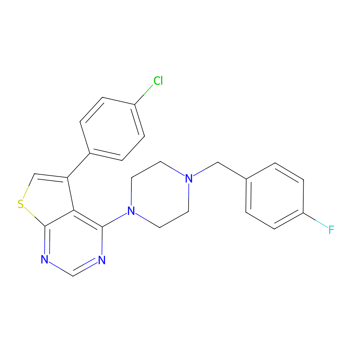 5-(4-Chlorophenyl)-4-[4-(4-fluorobenzyl)piperazin-1-yl]thieno[2,3-d]pyrimidine molecular structure, CAS 384803-19-4
