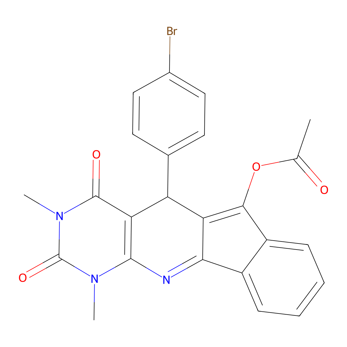5-(4-bromophenyl)-1,3-dimethyl-2,4-dioxo-2,3,4,5-tetrahydro-1H-indeno[2',1':5,6]pyrido[2,3-d]pyrimidin-6-ylacetate molecular structure, CAS 384804-04-0