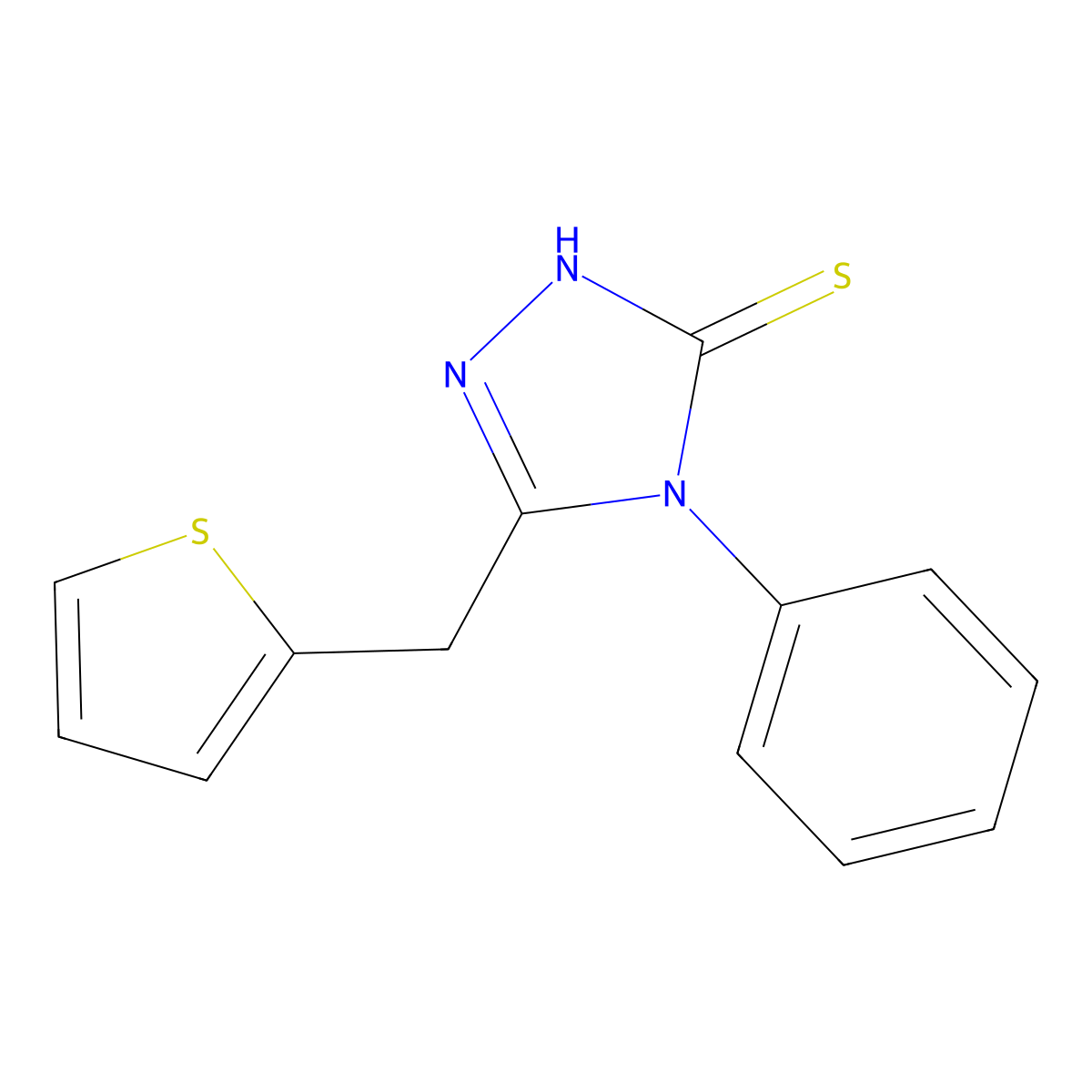 4-phenyl-3-(thiophen-2-ylmethyl)-1H-1,2,4-triazole-5-thione molecular structure, CAS 384806-50-2