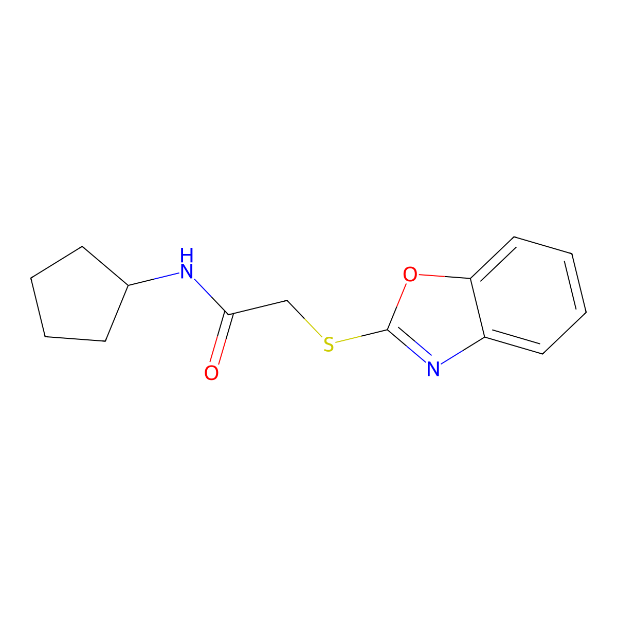 2-(1,3-Benzoxazol-2-ylsulfanyl)-N-cyclopentylacetamide molecular structure, CAS 384808-52-0