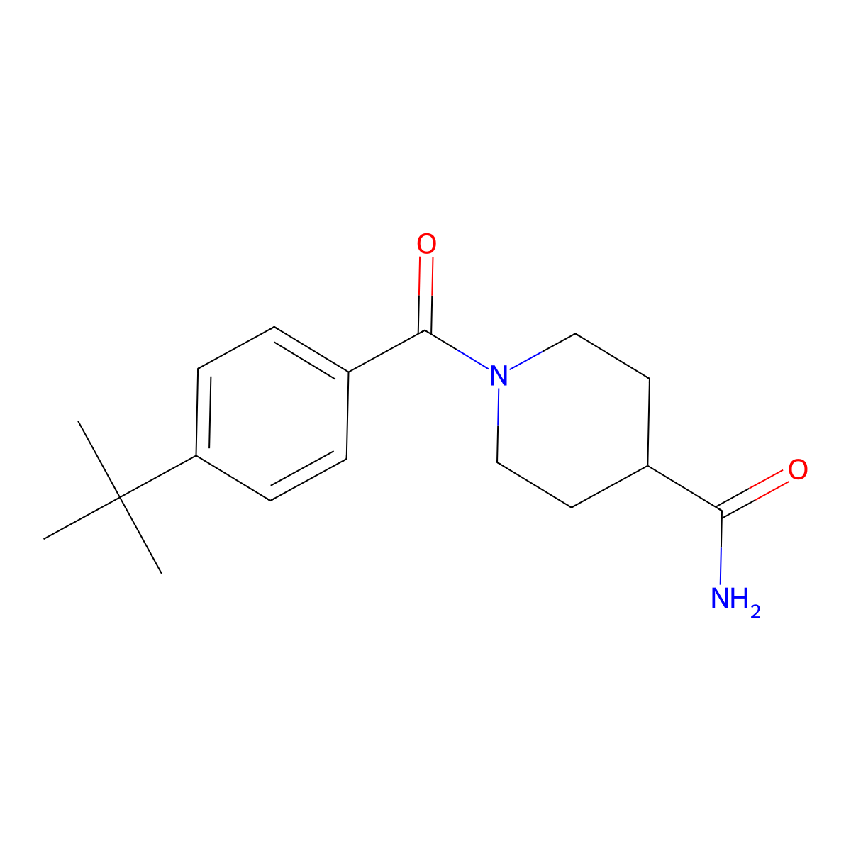 1-(4-Tert-butylbenzoyl)piperidine-4-carboxamide molecular structure, CAS 384815-35-4